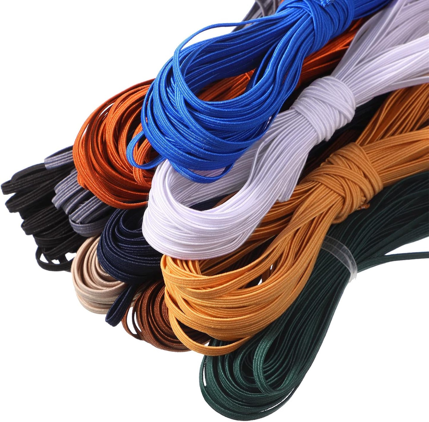 WILLBOND 12 Rolls Colorful Elastic Band Folding Elastic Cord Heavy Duty Stretch Band Knitted Flat Band for Sewing Crafts DIY Comforter Cuffs(1/8 Inch X 106 Yard,Retro Colors)