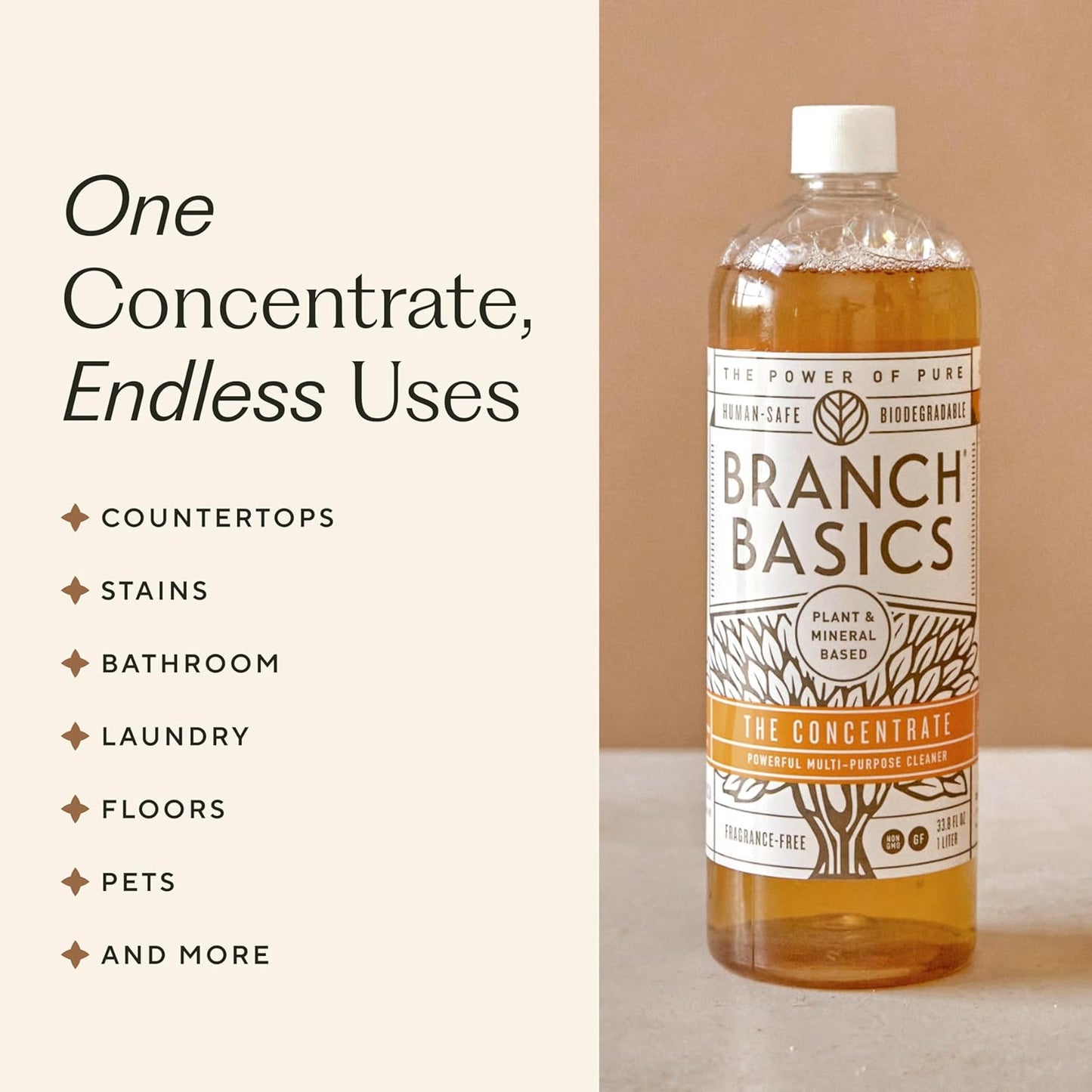Branch Basics Premium Starter Kit: All Purpose, Glass, and Bathroom Cleaner plus our Foaming Wash, and Laundry Bottle (3 Plastic Spray Bottles + Concentrate) Fragrance-Free