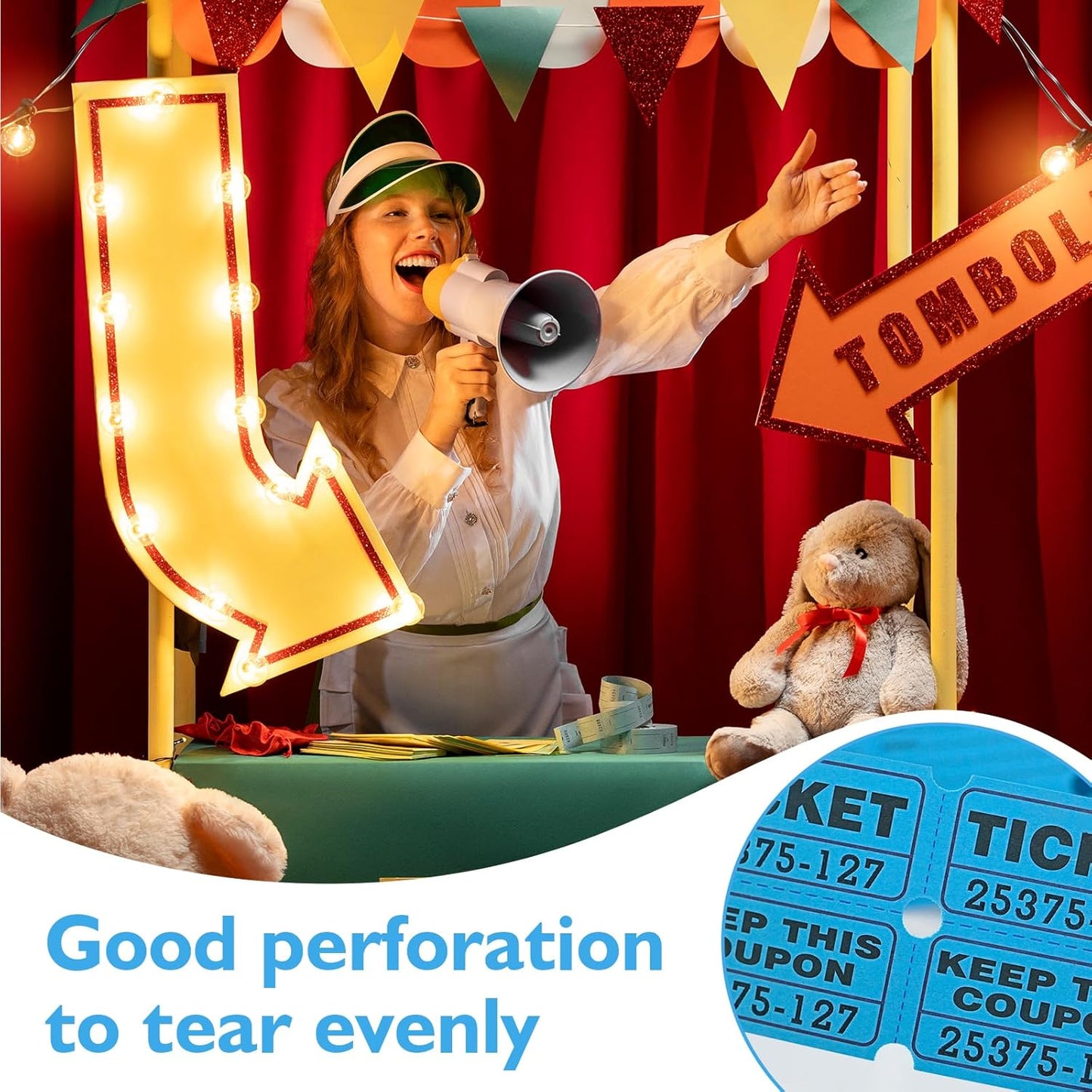 DGBDPACK 100 Raffle Tickets, 50/50 Double Ticket, Bold Numbers for Easy Reading, Ticket for Events, Entry, Class Reward & Prizes -Blue