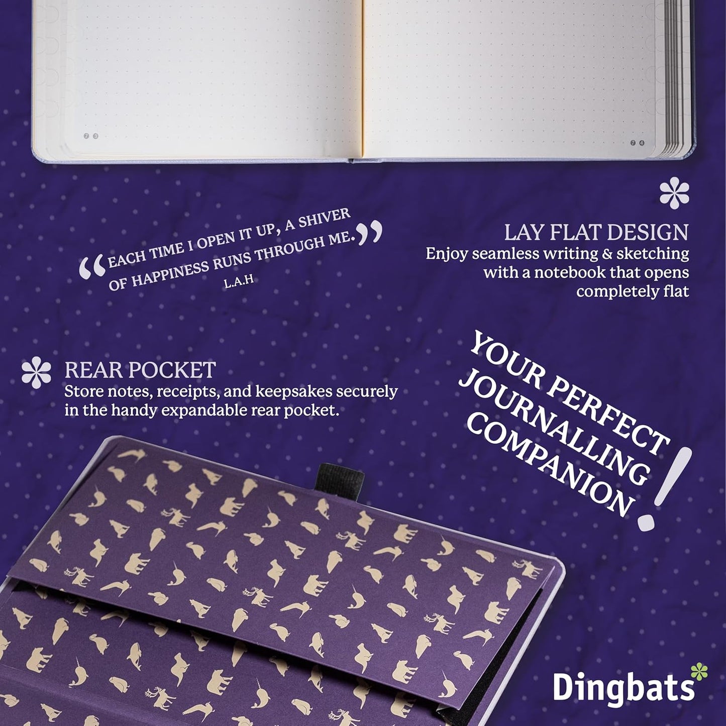 Dingbats - Earth Dotted A5 Medium Notebook, Glicine Arctic - Hardcover - Cream 100gsm Ink-Proof Paper - Numbered Pages, Index & Key Pages