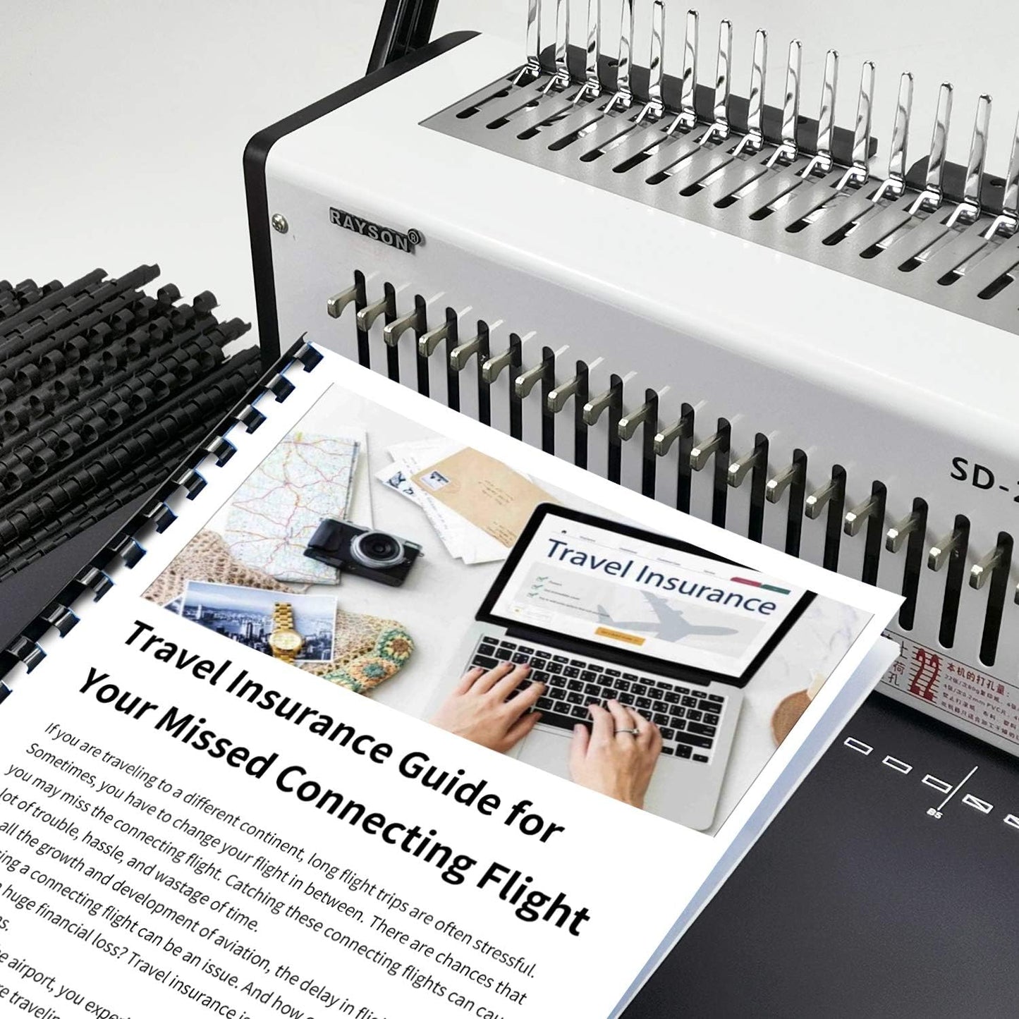 Rayson CR6BK-10305638 Plastic Binding Combs 20-Sheets Capacity, 1/4" Black Comb Binding Spines, 19-Ring, Max. Binding Letter Size Paper (8.5"×11") Box of 100