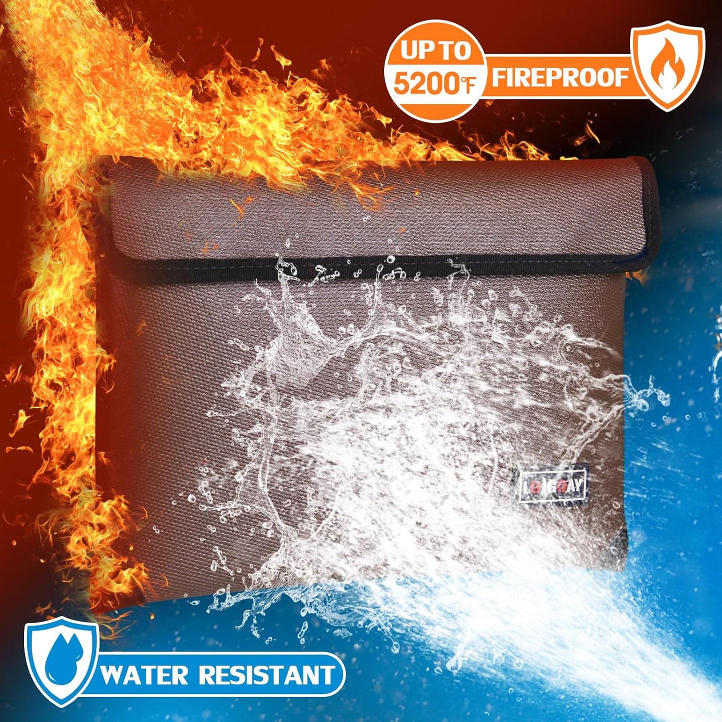 Fireproof Document Bag - with 4200°F Heat Insulated, Waterproof Fireproof Bag with Zipper, 8 Layers of Functional Materials, Fireproof Money Bag for Cash/Documents/Valuables, Fire Bag 11"x7.7" …