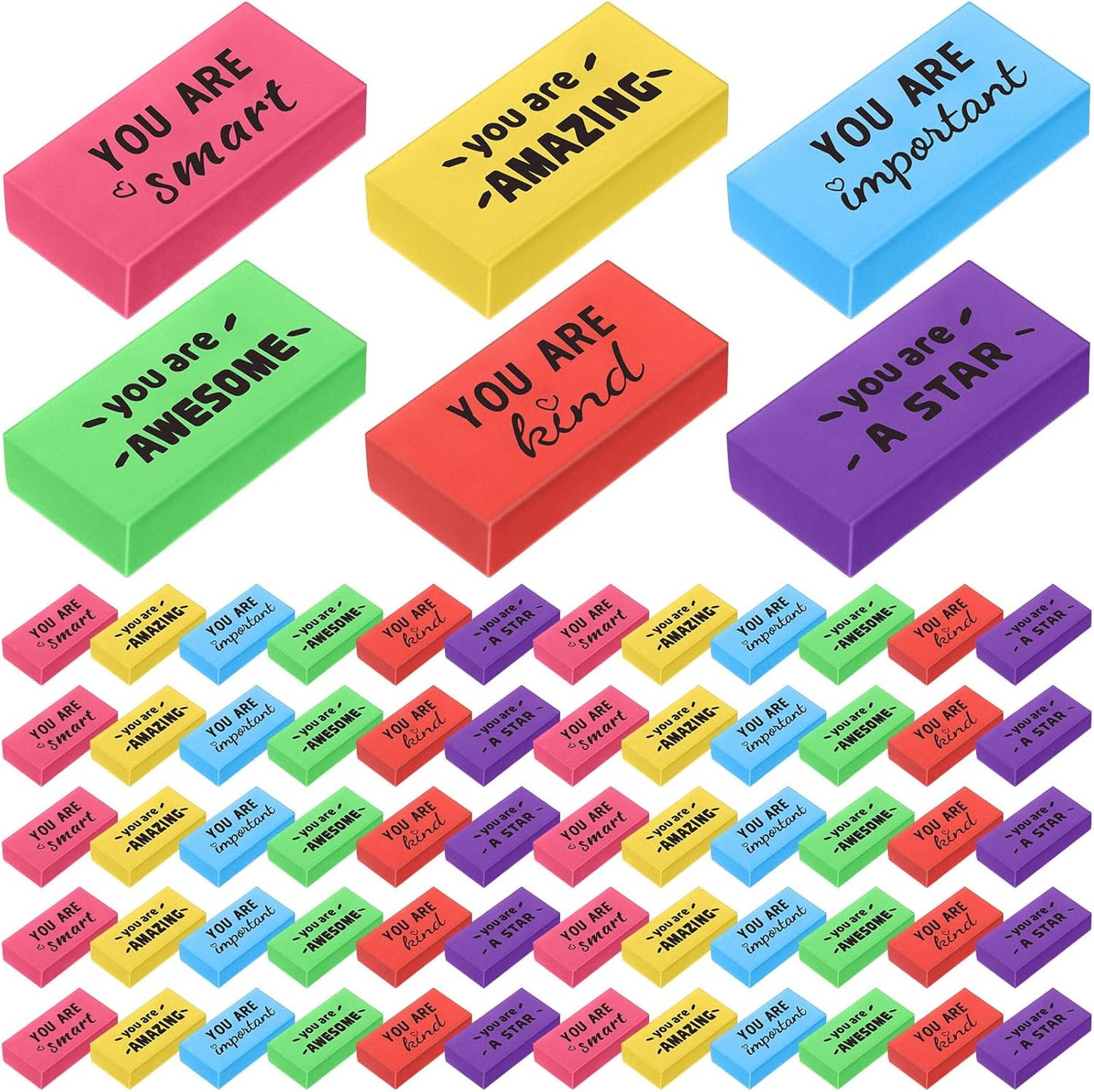180 Pcs Inspirational Erasers for Kids Christian Pencil Erasers Bulk, Back-to-School Gifts Motivational and Cute Supplies for Students Classrooms, Drawing (Multicolor,Motivational)