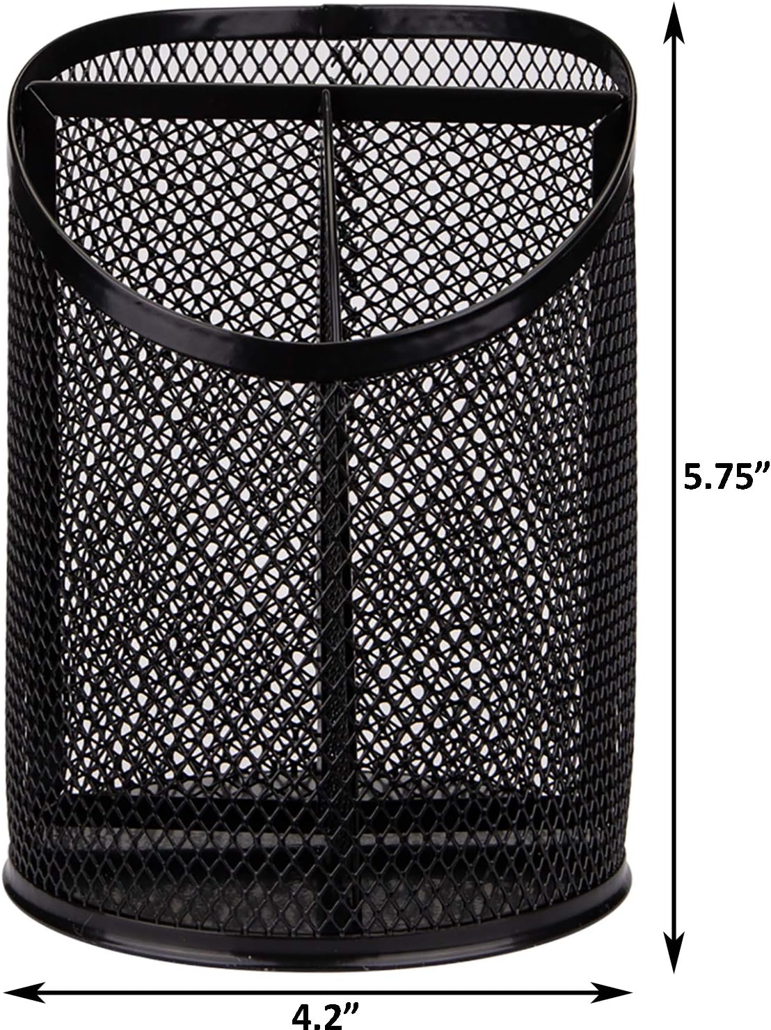 Nicunom 4 Pack Pen Holder Mesh Pencil Holder Round Pen Cup for Desk, 3 Compartments Desktop Pencil Organizer for Office Home School, Black