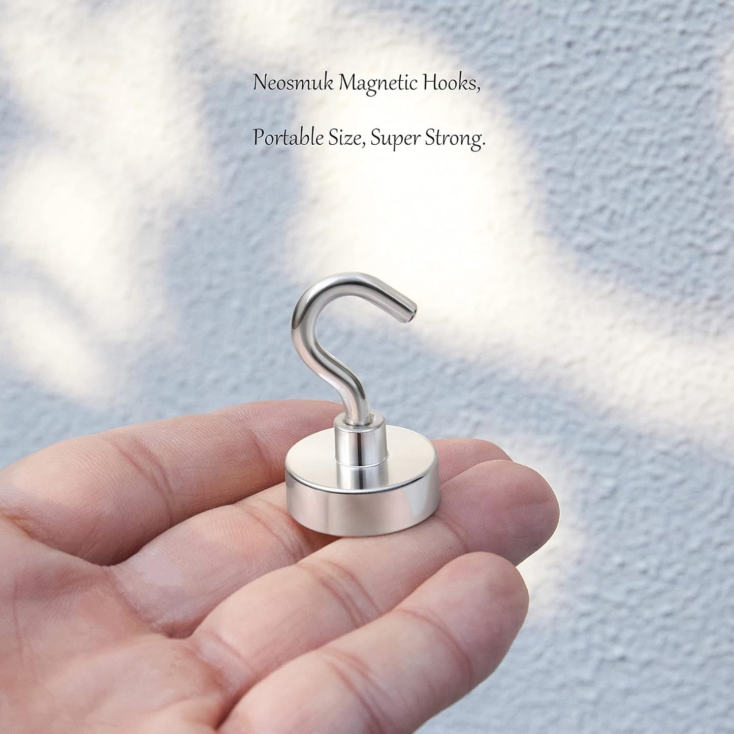 Neosmuk Magnetic Hooks, Heavy Duty Earth Magnets with Hook for Refrigerator, Extra Strong Cruise Hook for Hanging, Magnetic Hanger for Cabins, Grill (Silver White, 4 Pack)