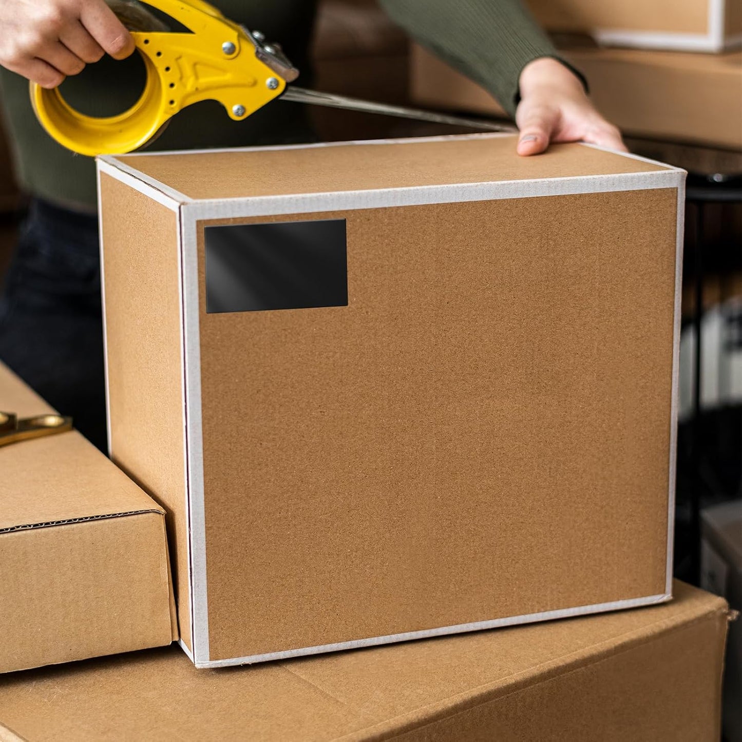 Black Color Coding Labels 3 × 2 Inches Self-Adhesive Rectangle Stickers Waterproof Name Tags for Office School Home 40 PCS