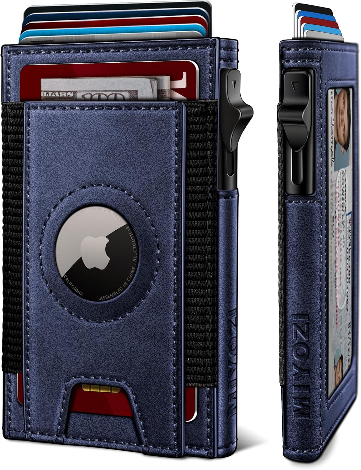 Airtag Wallet for Men, Slim Pop Up Credit Card Holder RFID Blocking Mens Minimalist wallet for 7-9 Cards ID Window, with Gift Box