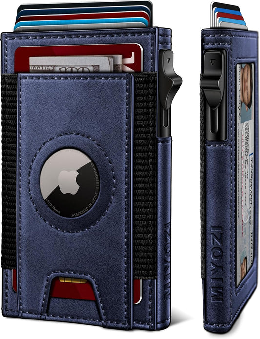 Airtag Wallet for Men, Slim Pop Up Credit Card Holder RFID Blocking Mens Minimalist wallet for 7-9 Cards ID Window, with Gift Box