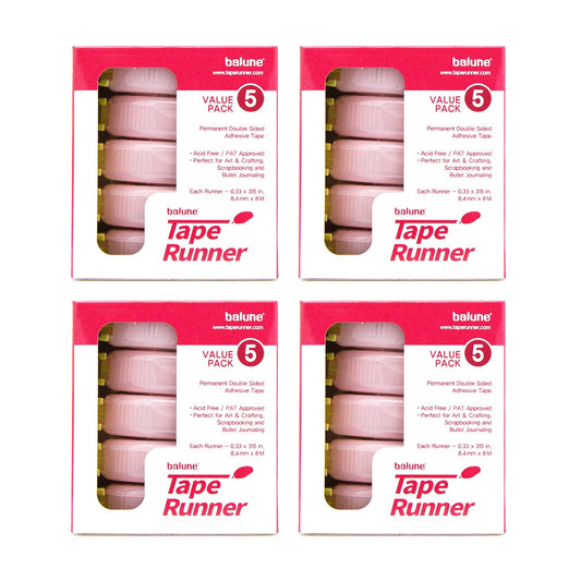Tape Runner - Double Sided Adhesive with Dispenser Roller Included - Acid Free, Sticky, Clear & Transparent - Ideal for Scrapbooking, Crafts & More - Standard - (315 inches per cartridge) 20 Cartridge