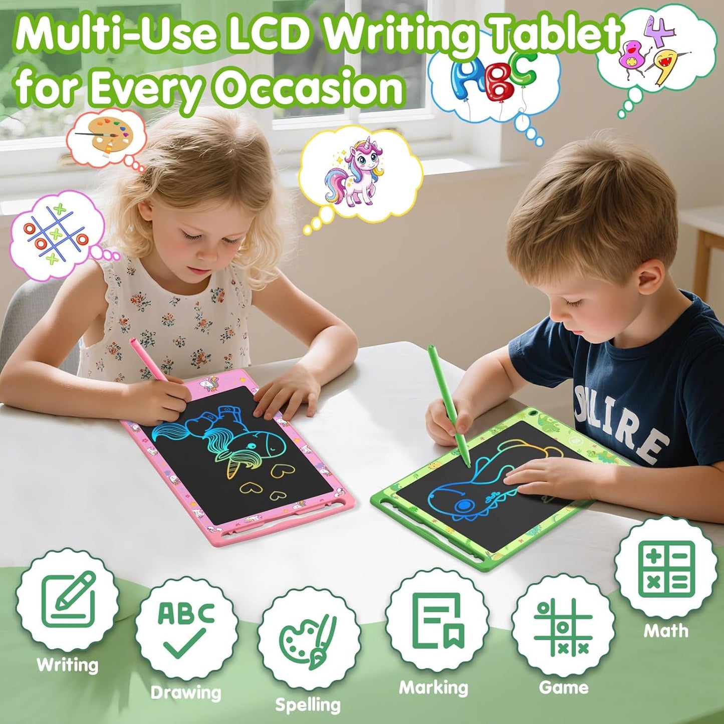 4 Pack LCD Writing Tablet for Kids, 8.5 Inch Colorful Doodle Board Drawing Pad, Educational Learning Travel Toys Birthday Gifts for Boys Girls Age 3 4 5 6 7 8
