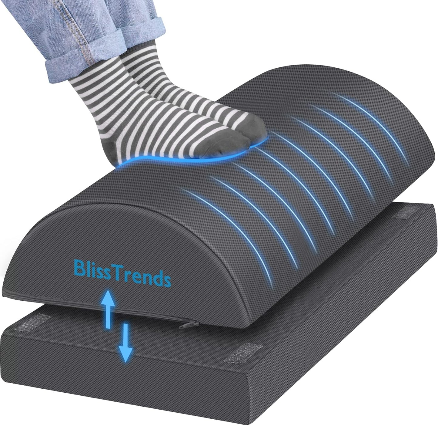 BlissTrends Foot Rest for Under Desk at Work-Versatile Foot Stool with Washable Cover-Comfortable Footrest with 2 Adjustable Heights for Car,Home and Office to Relieve Back,Lumbar,Knee Pain-Gray Long