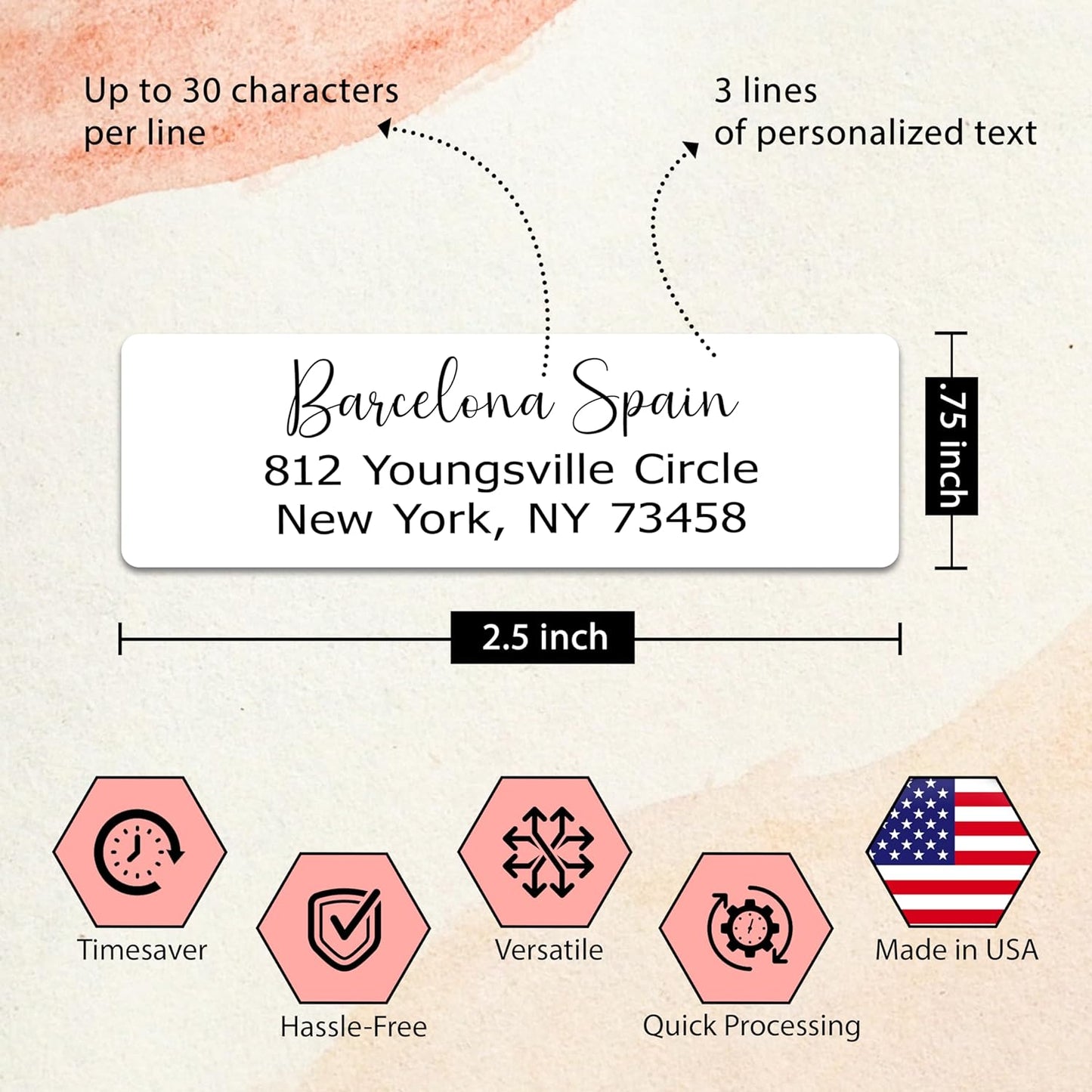 Personalized Return Address Labels - High Gloss Custom Mailing Labels on Sheets - Self-Adhesive Return Stickers for Envelopes with Crisp Printing Design (50-1000)