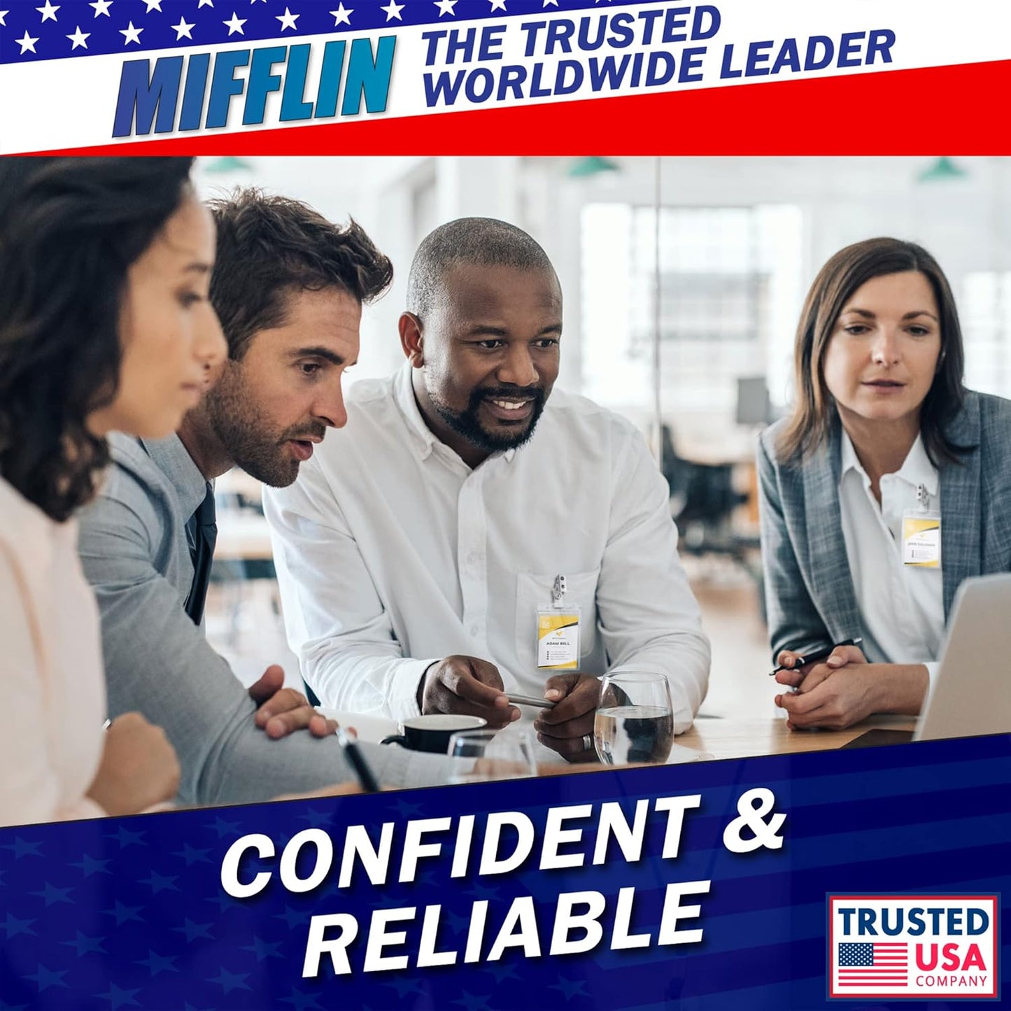 Mifflin-USA Vertical Plastic Card Holder with Metal Clip and Vinyl Straps (Clear, 2.25x3.5 Inch, 100 Pack), Waterproof PVC ID Name Badge Holder with Clip