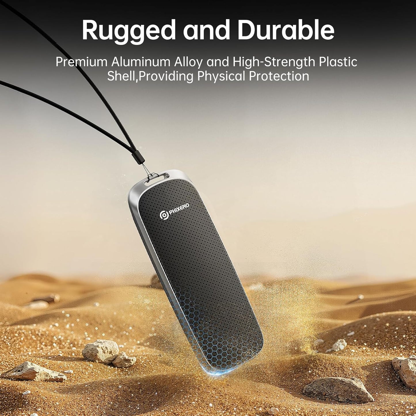 PHIXERO P10PRO External NVMe SSD 512GB, Up to 1050MB/s, USB 3.2 Gen2, Includes 2-in-1 USB C Cable, Portable Hard Drive for iPhone 15+/Android/Windows/Mac, Black