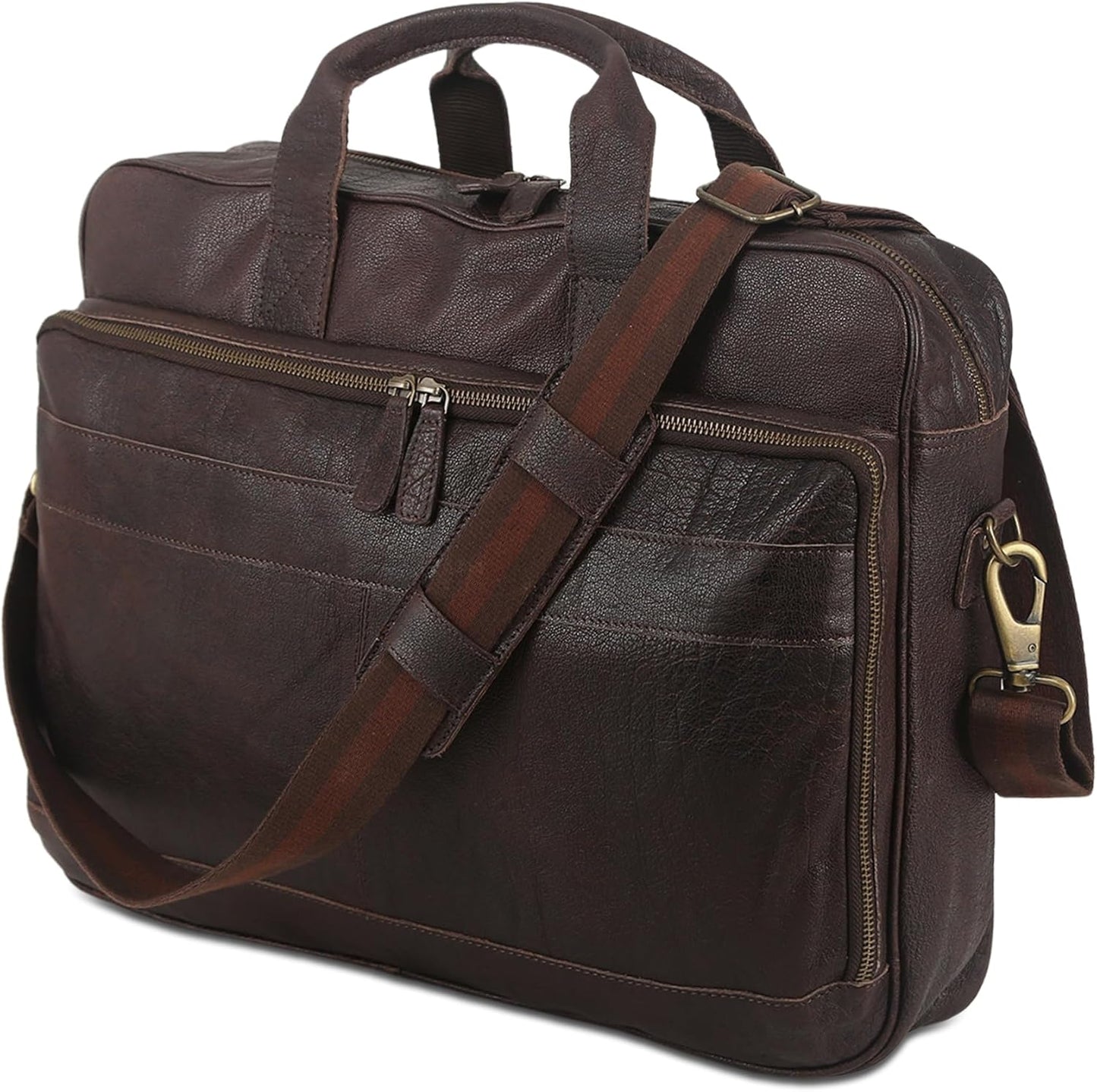 Leather briefcase 18 Inch Laptop Messenger Bags for Men and Women Best Office briefcase Satchel Bag (Brown)