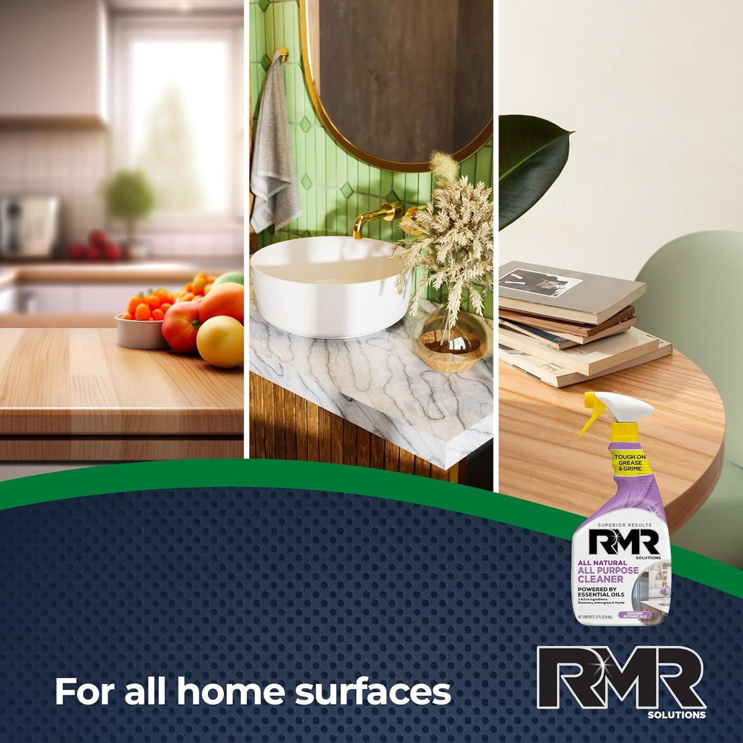 RMR All Natural All-Purpose Cleaner - Non-Toxic, Rinse-Free Multipurpose Cleaning Supplies, Biodegradable, Modern Botanical Scent, 32-Ounce Spray, 2 Pack