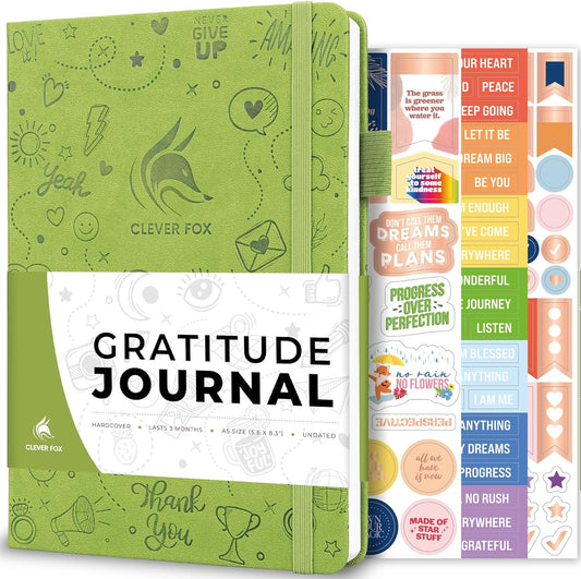 Clever Fox Gratitude Journal – Happiness, Positivity & Affirmation Daily Journal – Inspirational Daily Notebook – 3 Months, A5 (Spring Green)