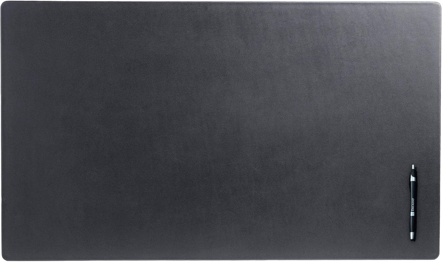 Dacasso Pad Without Side Rails Luxury Leather Blotter for Writing-Executive Desk Surface Protector, 34” x 20”, Black