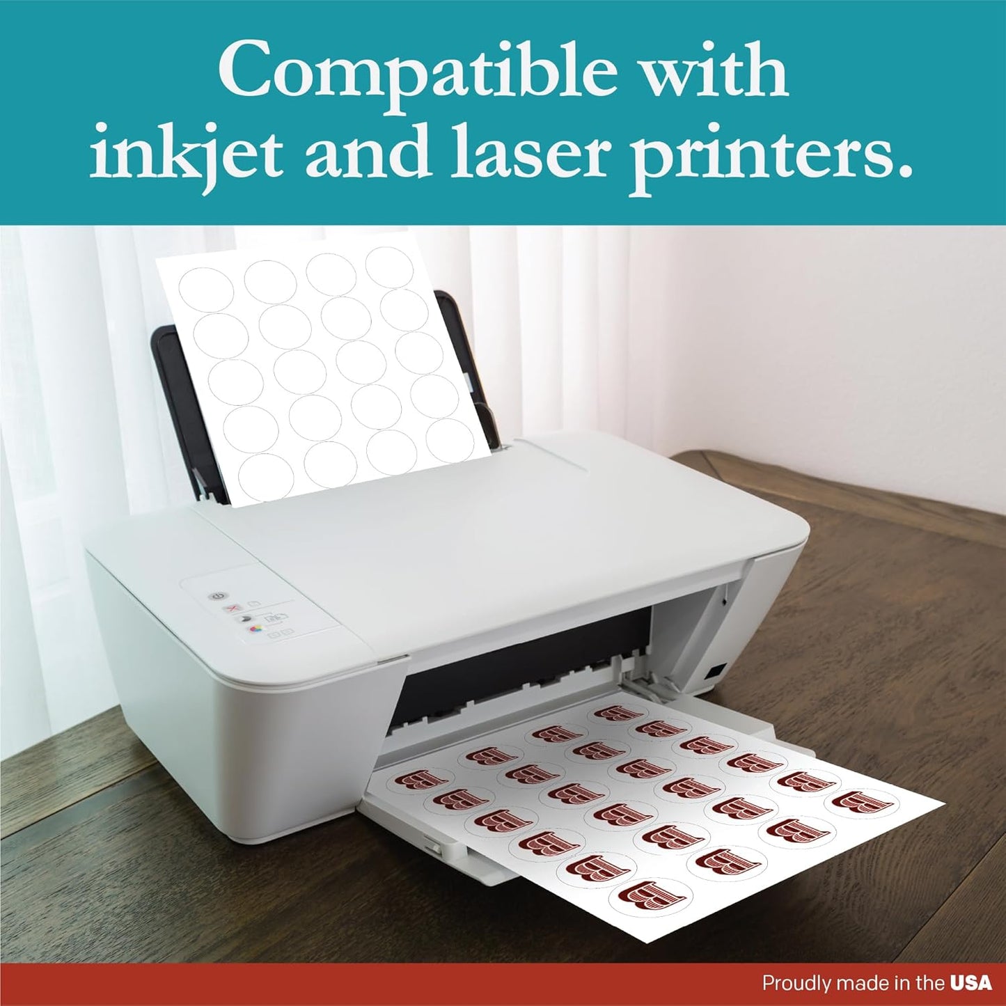 Premium Label Supply White Sticker Round Labels – 1-2/3" Circle – Laser/Inkjet Compatible – (24 per Sheet), 25 Sheets – 600 Total Adhesive Labels