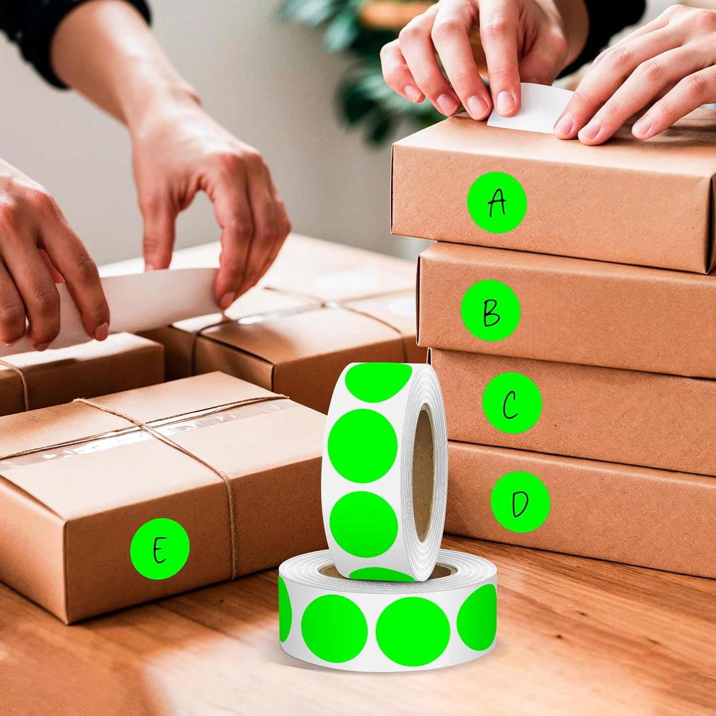 Fluorescent Green 1 Inch Round Color Coding Dot Labels, 10 Rolls 10000 Dot Stickers in Dispenser Box - Permanent Adhesion, Vibrant Colors, Highly Visible