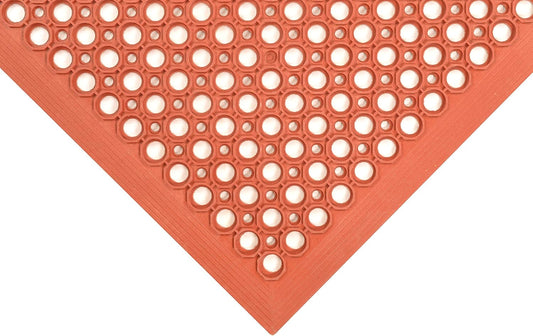 NoTrax 3' x 5' Anti-Fatigue Lightweight Restaurant Rubber Floor Mat with Drainage Holes, Beveled Edges, Non-Slip Mats, Red, T30 Competitor, T30S0035RD