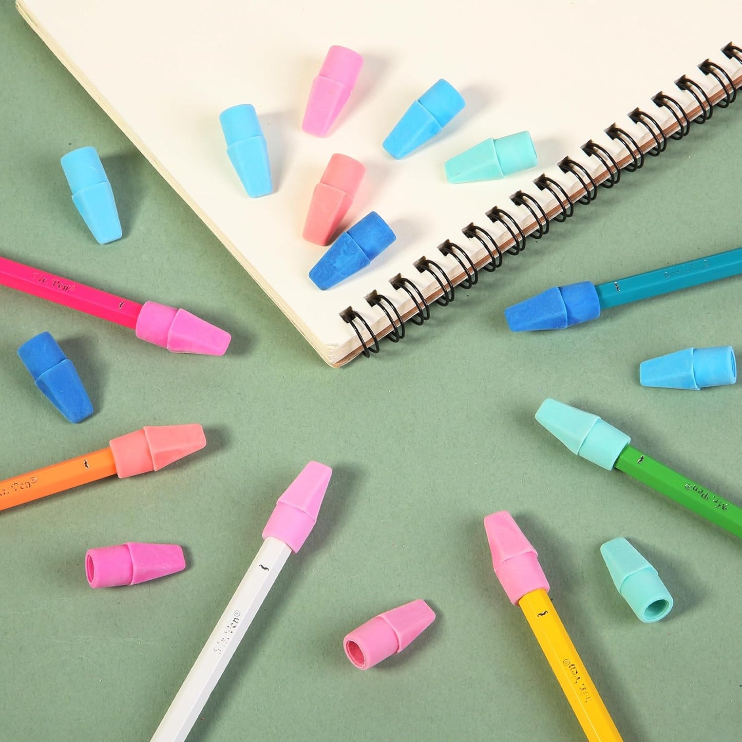 Mr. Pen- Pencil Erasers Toppers, 500 Pack, Colorful, Latex Free, No Smudge, Mr Pen Erasers for Pencils