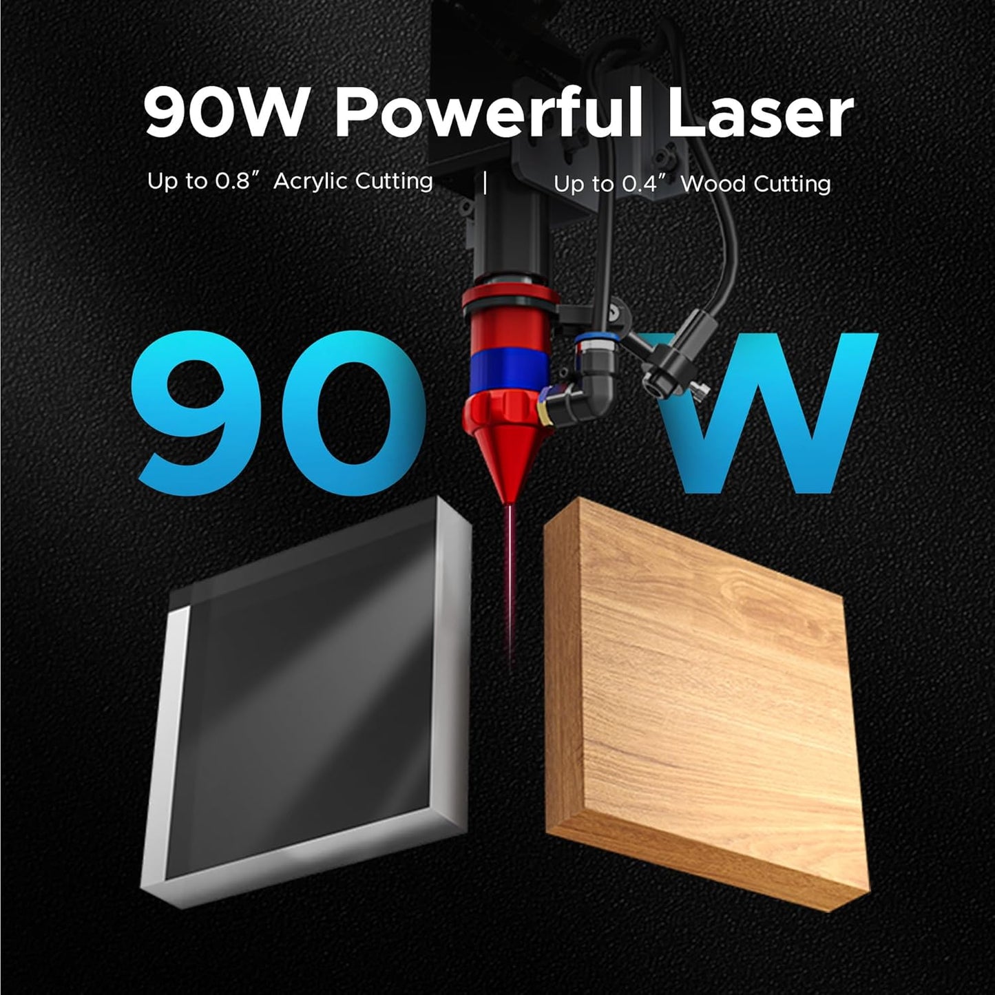 OMTech 90W CO2 Laser Engraver with Water Chiller, 28"x20" Cutting & Engraving Machine with Autofocus, Air Assist, 4-Way Pass, Autolift, RDWorks, for Wood, Glass, Acrylic & More