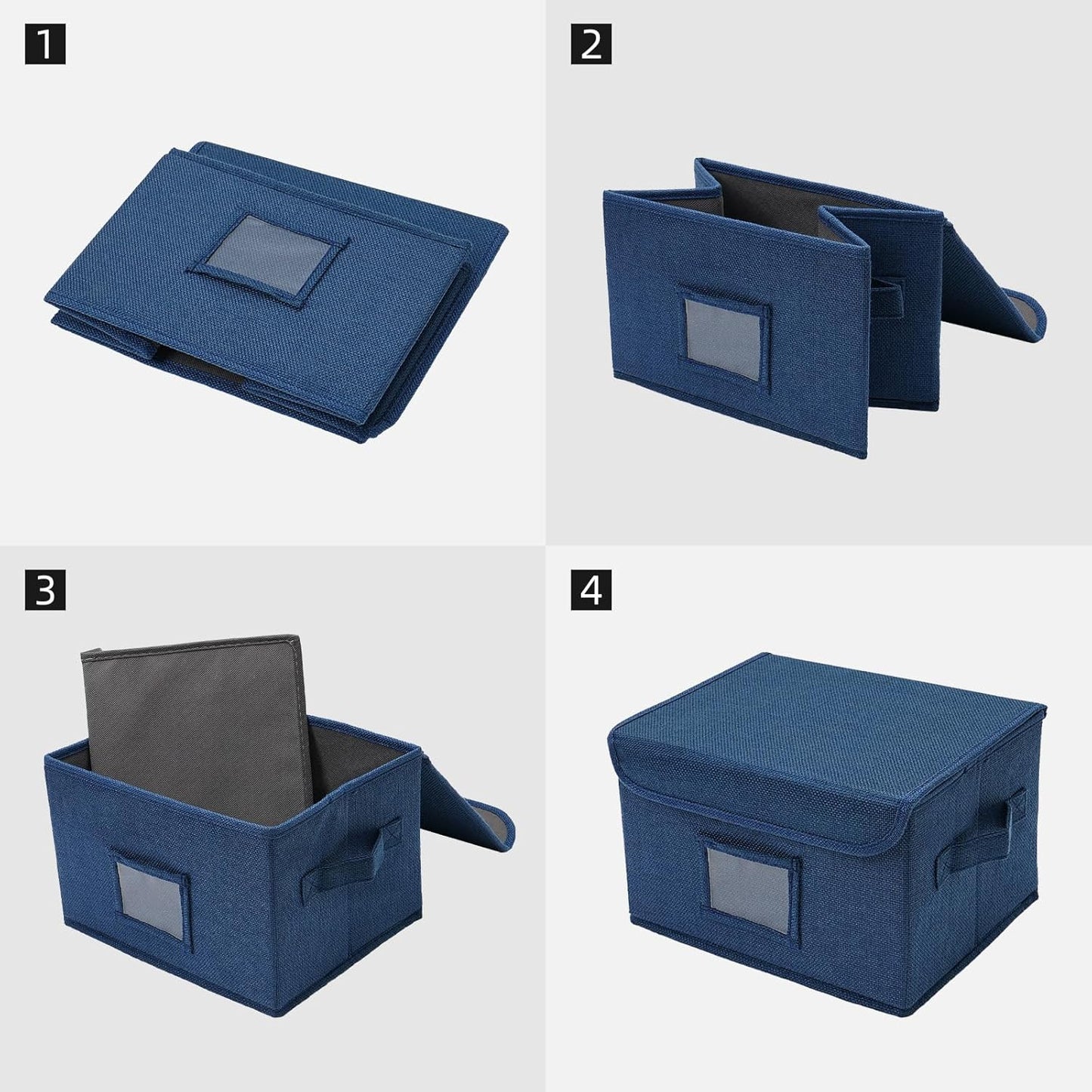 Vienrose Greeting Card Organizer Storage Box with 20 Removable Dividers, 84 Self-stick Labels, Perfect for Photos, Envelopes, Scrapbooking, Paper, Stickers Holder 1 Pack Navy