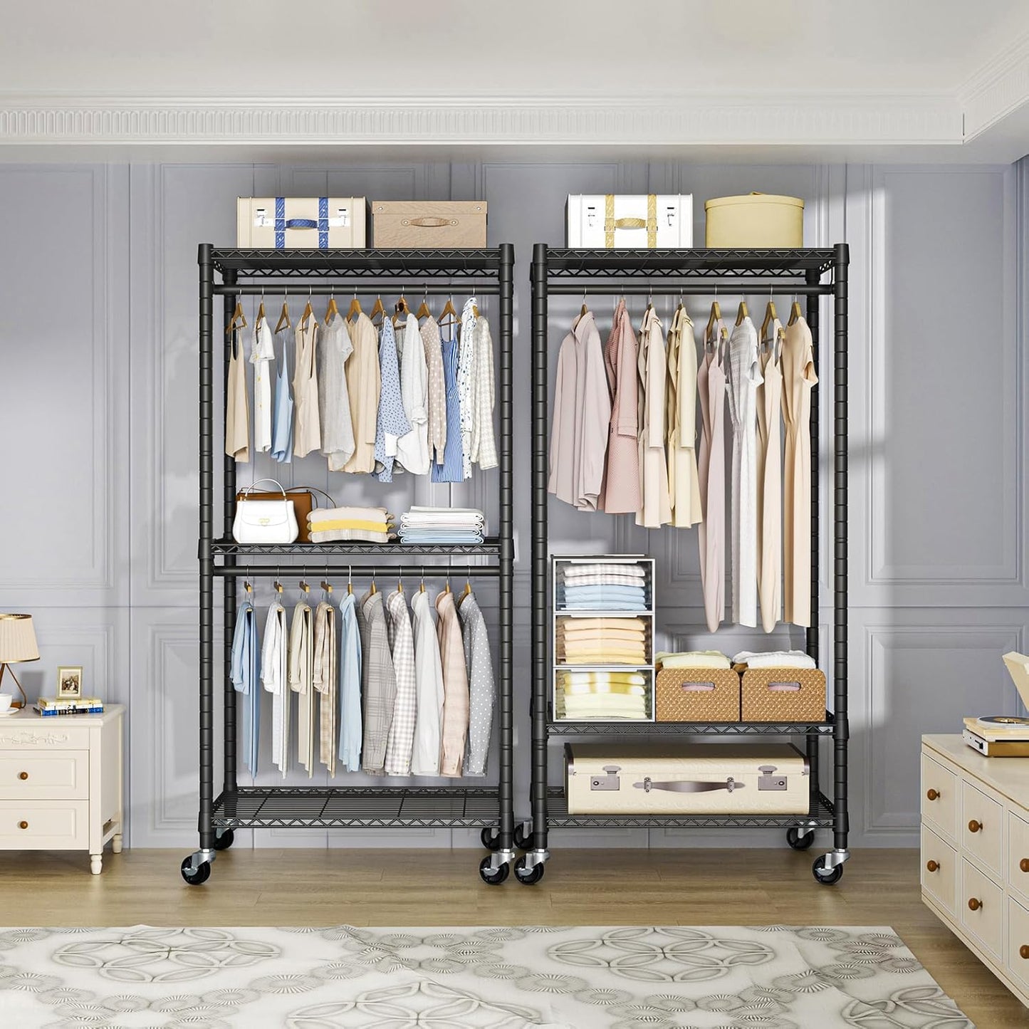 Heavy-Duty Portable Closet, 30"W x 14"D x 76"H, Black, Carbon Steel