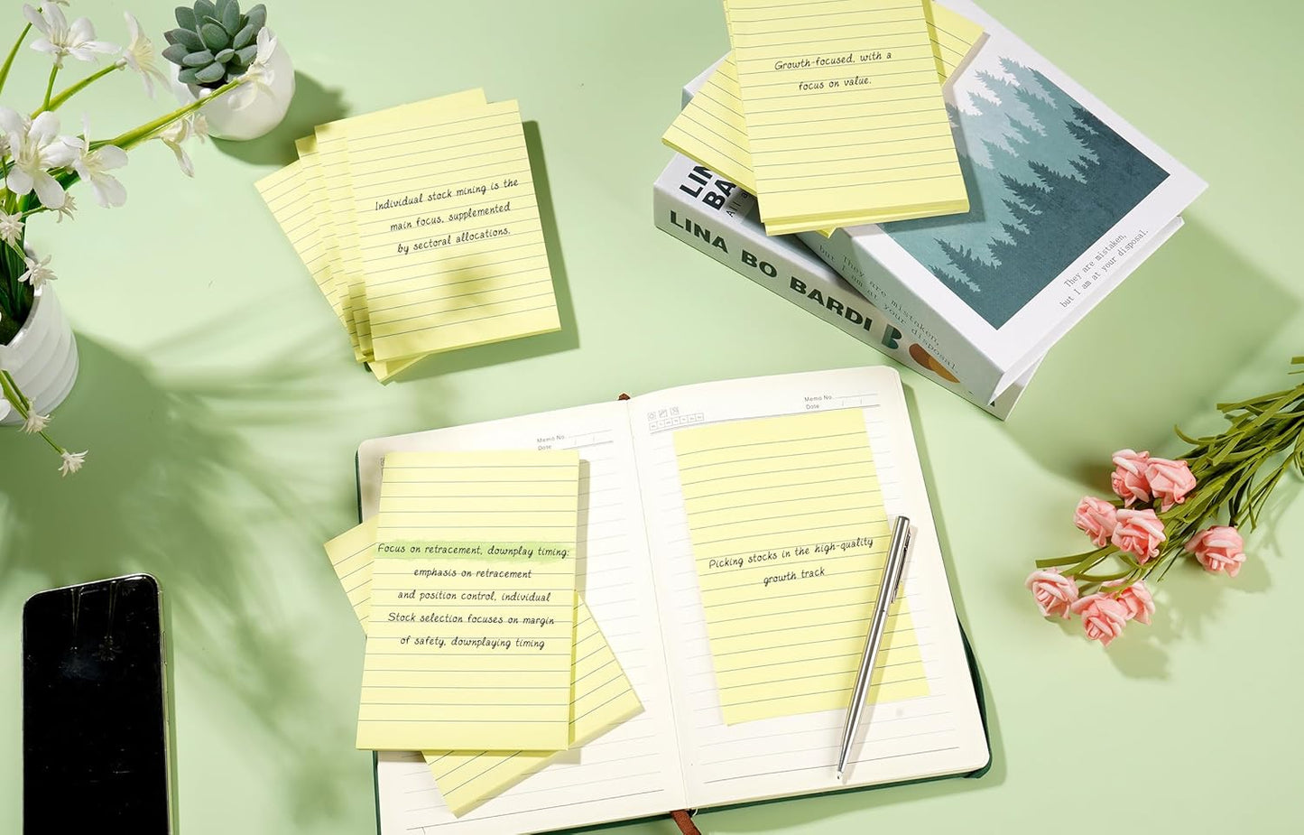 9 Pads Lined Sticky Notes 4x6 inch Post, Yellow, Clean Removal, Self-Stick Pads, Large Sticky Notes Easily Used for Home, Office, School, 40 Sheets/Pad