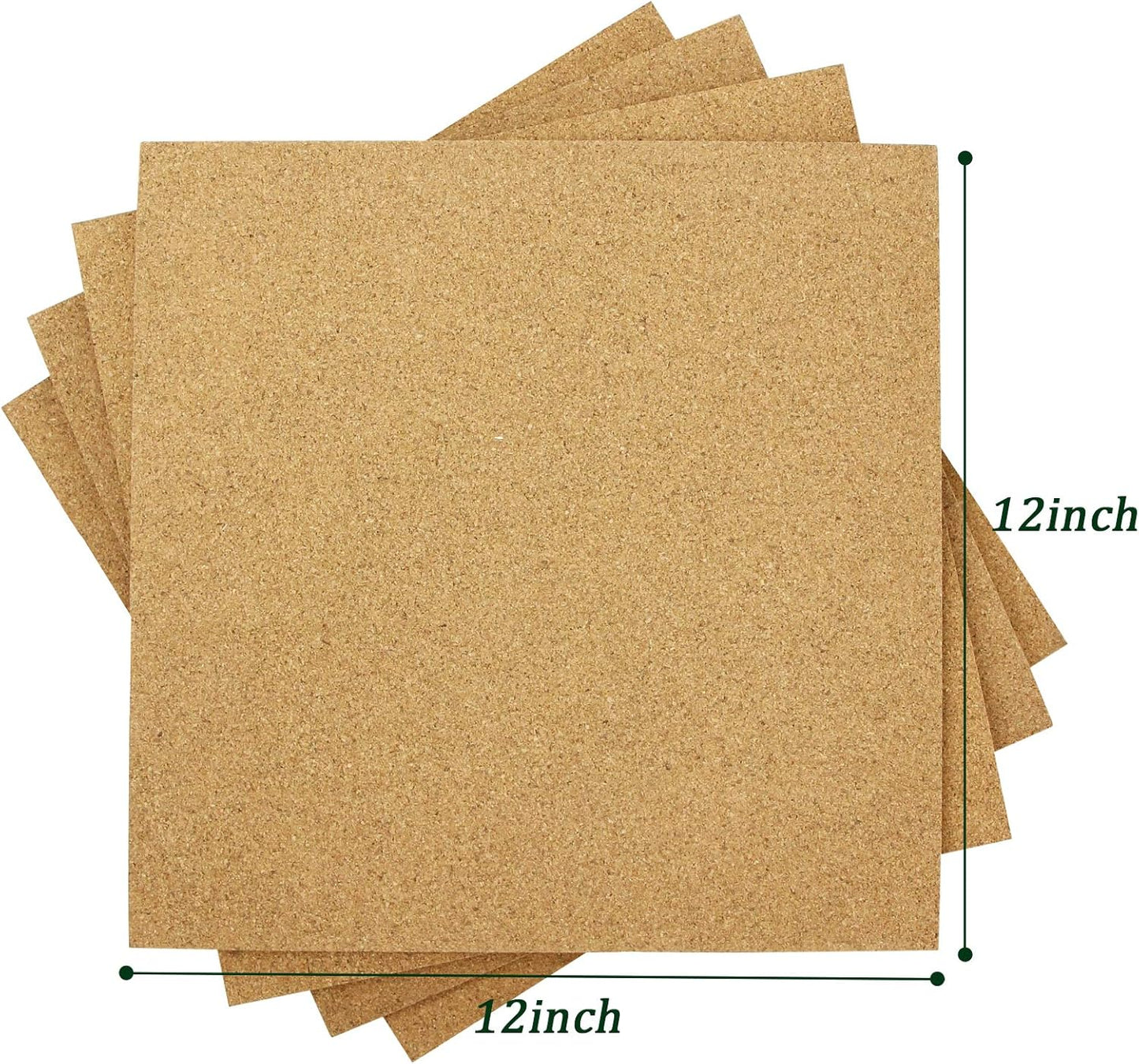 Cork Board Tiles 12"x12" - 1/2" Thick 4 Pack Cork Board Square Bulletin Boards Self Adhesive Corkboards for Walls Pin Boards Corkboards for Office Home School Decor