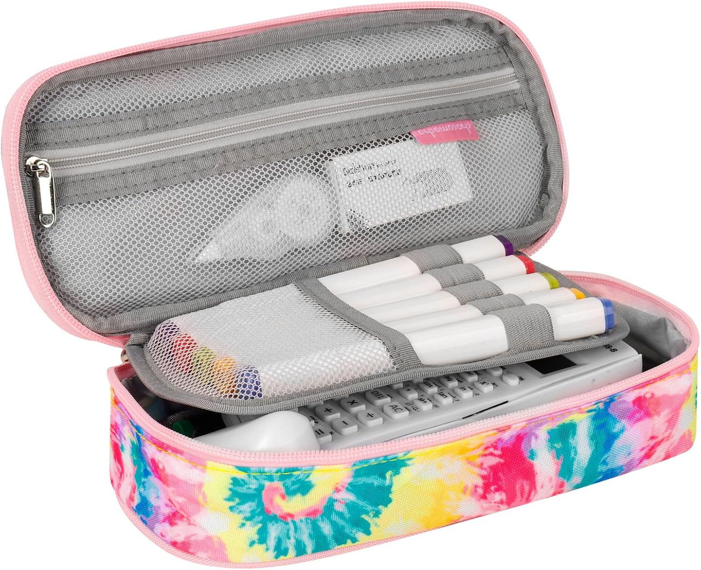 Choco Mocha Tie Dye Pencil Case for Girls, Soft Pencil Case Kids Pencils Pouch for Kindergarten Girls, Pink&Blue