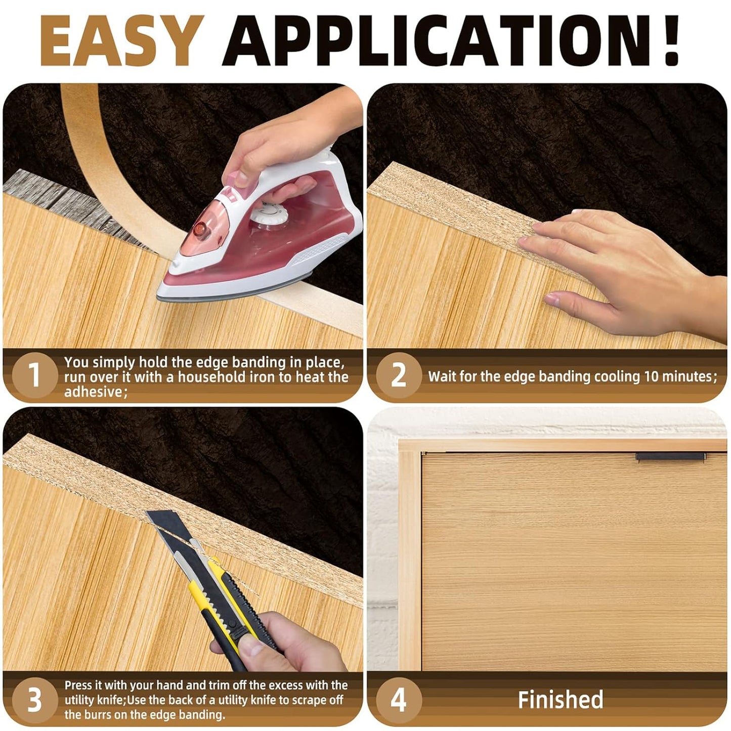 GSCIT Club Maple Edge Banding, 7/8 inch x 25ft roll of Veneer Edge Banding Preglued Flexible, Wood Tape Banding for Cabinet Repair Furniture