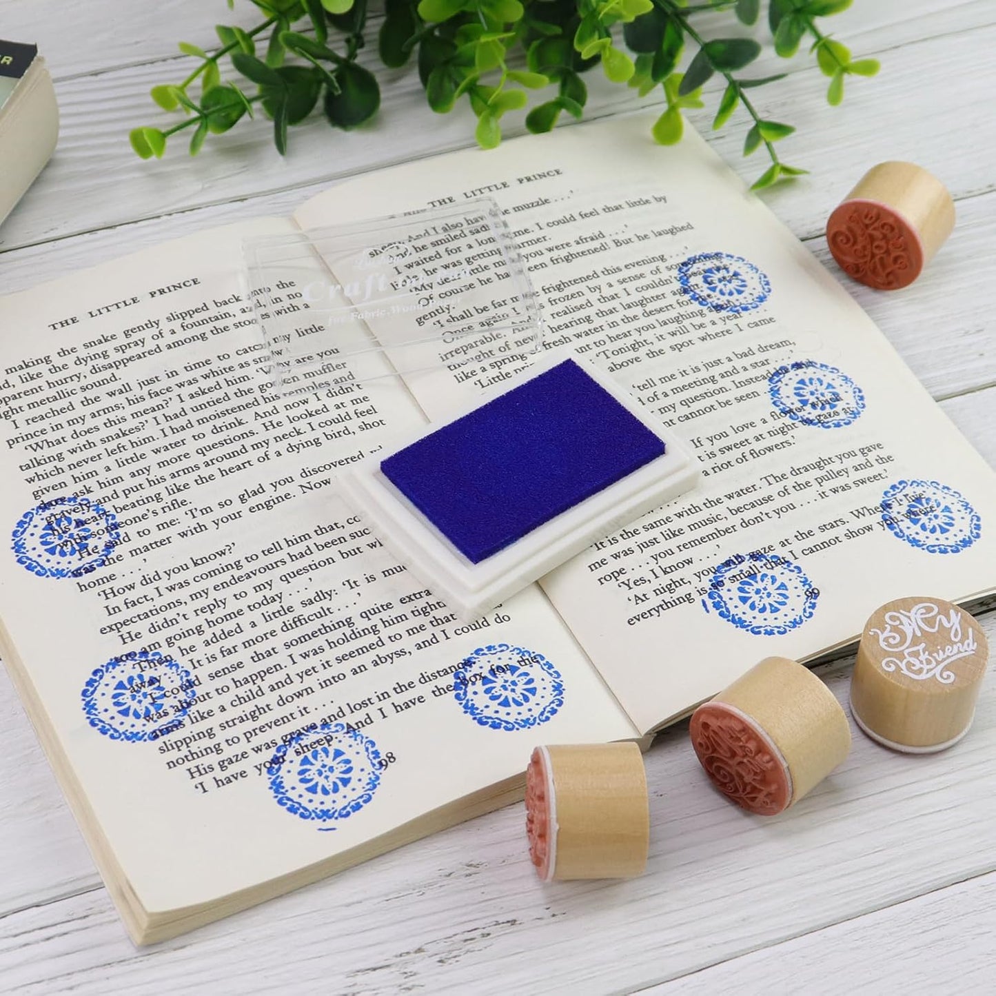Craft Ink Pad for Rubber Stamps, Paper, Wooden, Fabric, Scrapbooking, Non-Toxic Finger Ink Pads for Kids (Dark Blue)
