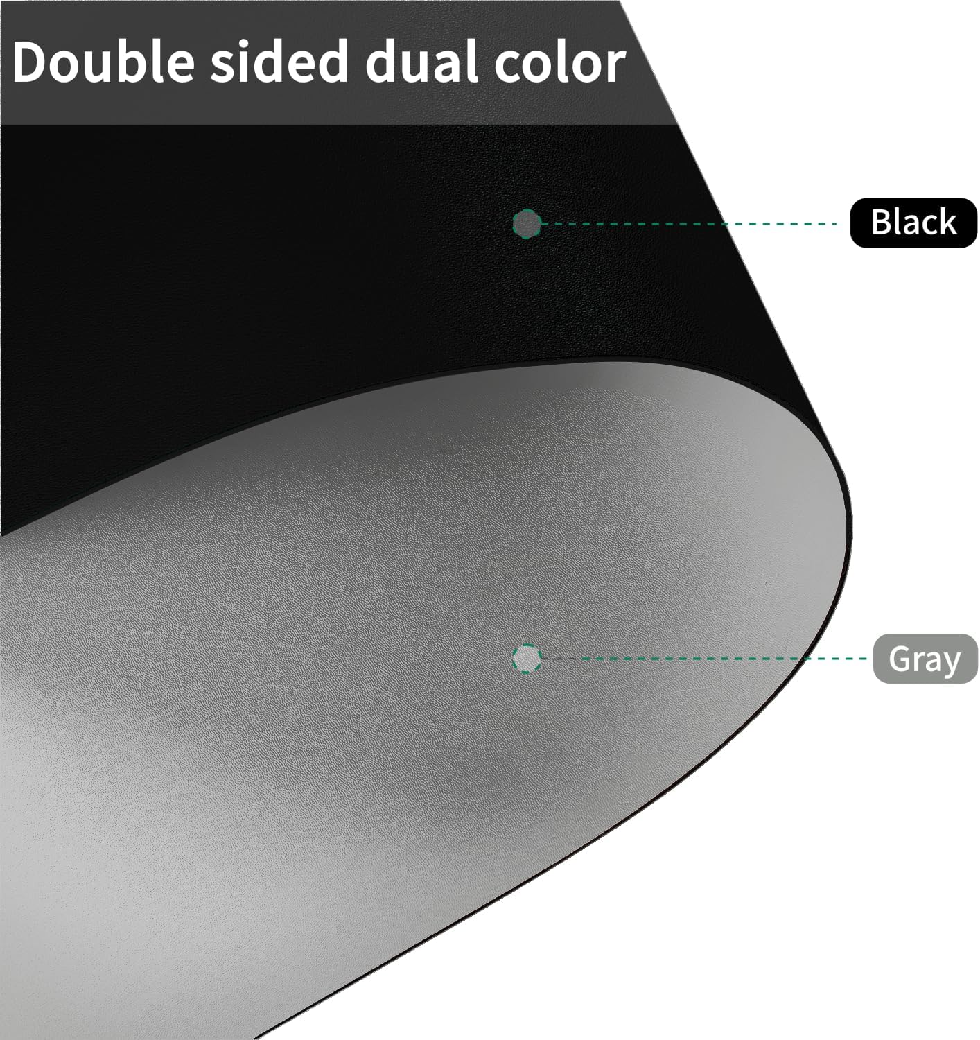 Leather Desk Mat,1.8mm Thick,16x60 Inch Desk Cover,Desk Protector Mat,Dresser Cover Top,XL Desk Mat,Table Top Protector,Dresser Protector Top,Desk Cover Protector(Black+Gray,16x60)