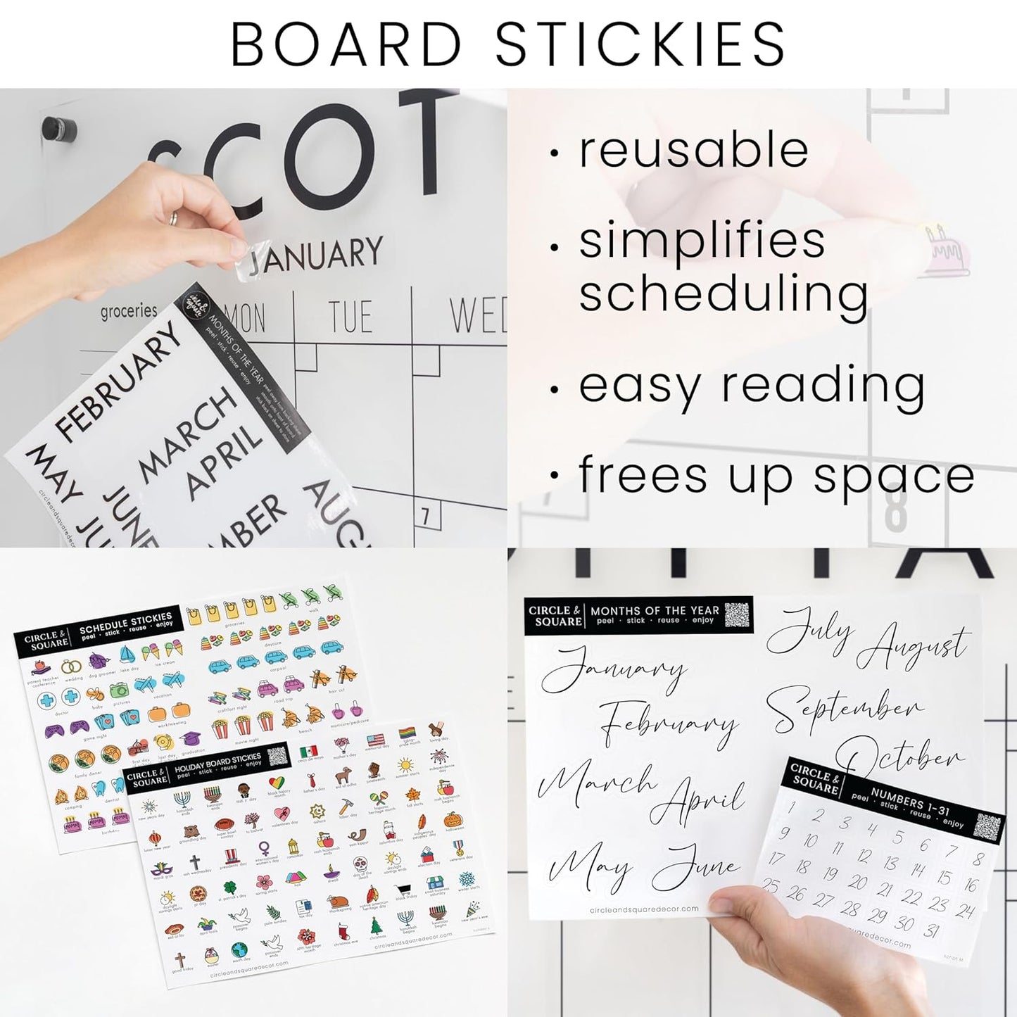 Personalized Clear Acrylic Calendar for Wall, Calendar Whiteboard for Wall, Dry Erase Wall Calendar, Wall Calendar Organizer System for Home (Cursive, Blush, 31"W x 23"H)