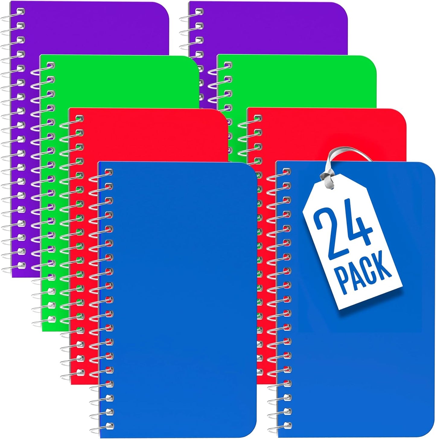 Pocket Notebook, Small 3x5 Notepad | College Ruled, Mini Spiral Notebooks 24 Pack, On the Go Writing, 60 Sheets per Note Pad | Assorted Colors, for School, Home, Office, Premium Thick Paper