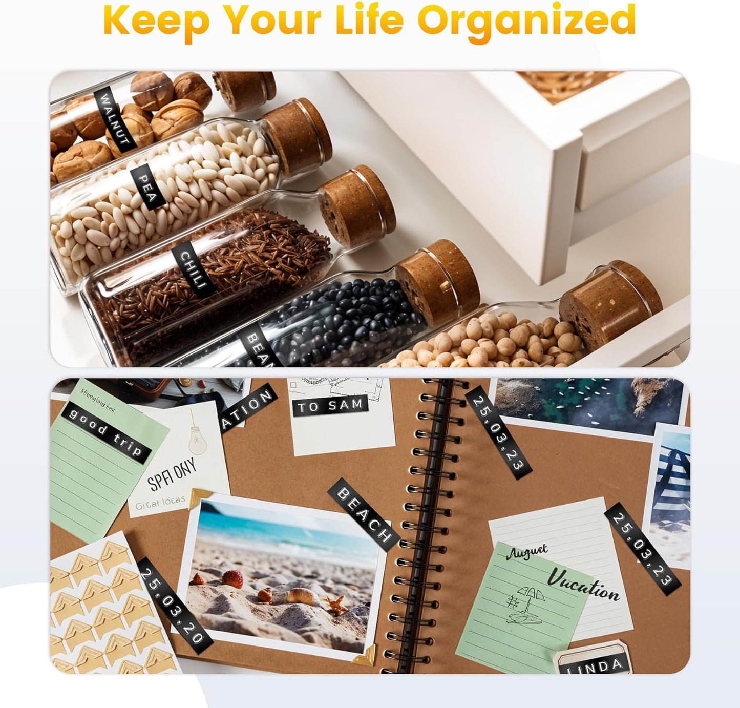 Zodzi Embossing Label Tapes Replacement for Dymo Label Maker Refills, 3/8 Inch 3D Plastic Label Maker Tape for Dymo Organizer Xpress Tape 1540 1550 1570 Office Mate II 12965 12966 Embossed Labels