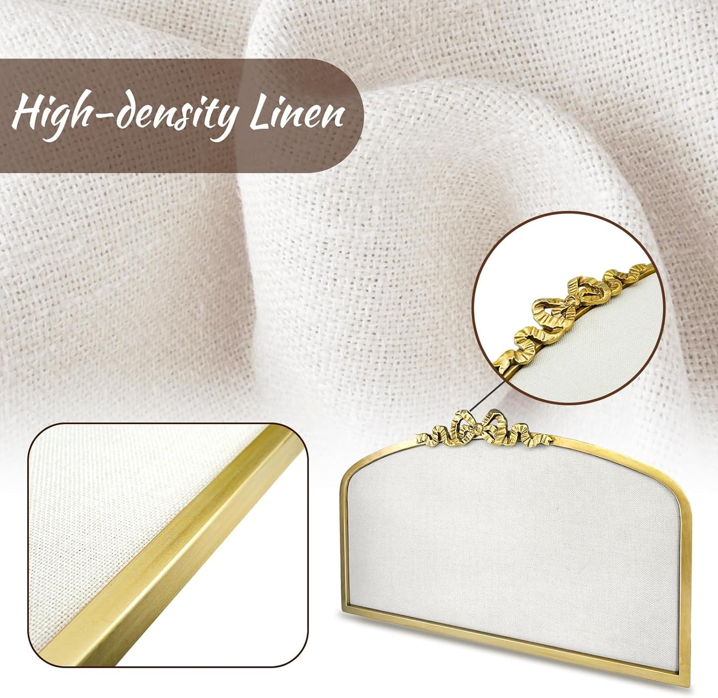 Vintage Arched Linen Cork Board with Gold Bowknot – Decorative Bulletin Board for Walls, Iron Frame Pin Board for Notes, Photos & Reminders, Elegant Vision Board for Home & Office 24"x 15"