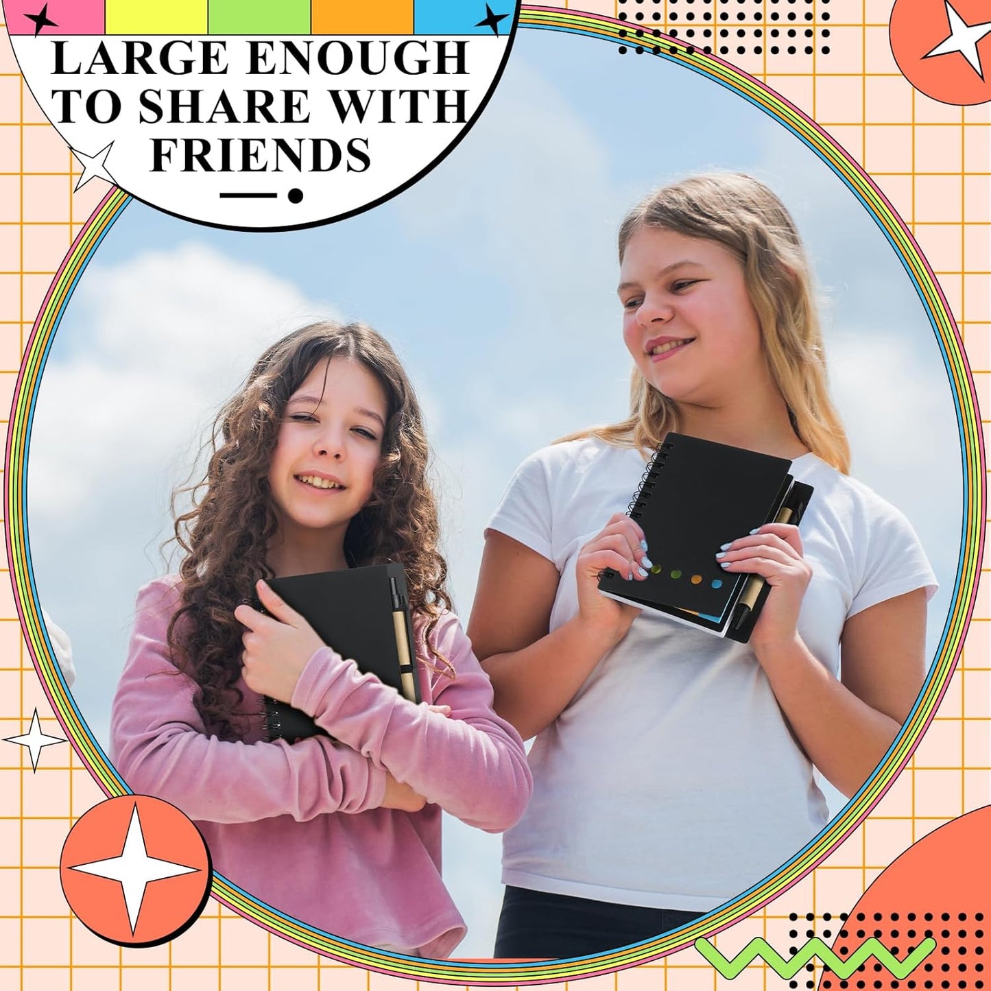 Qilery 30 Pack Lined Spiral Notebook Small Notepad and Pen Set Steno Pads Lined Notepad Black Pocket Notebook for Business Office School Supplies