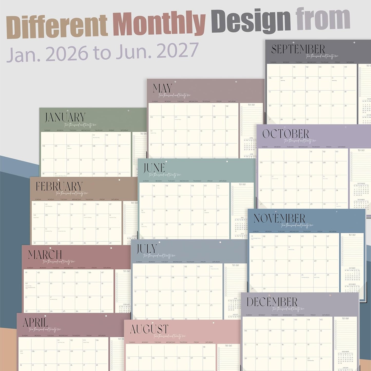 Guasslee Desk Calendar 2026-2027, 18-Month School Year Desk/Wall Calendar, 2026 Jan-2027 Jun. 2026, 14" X 11" Monthly Planner With Thick Paper For Office Home School Organizing
