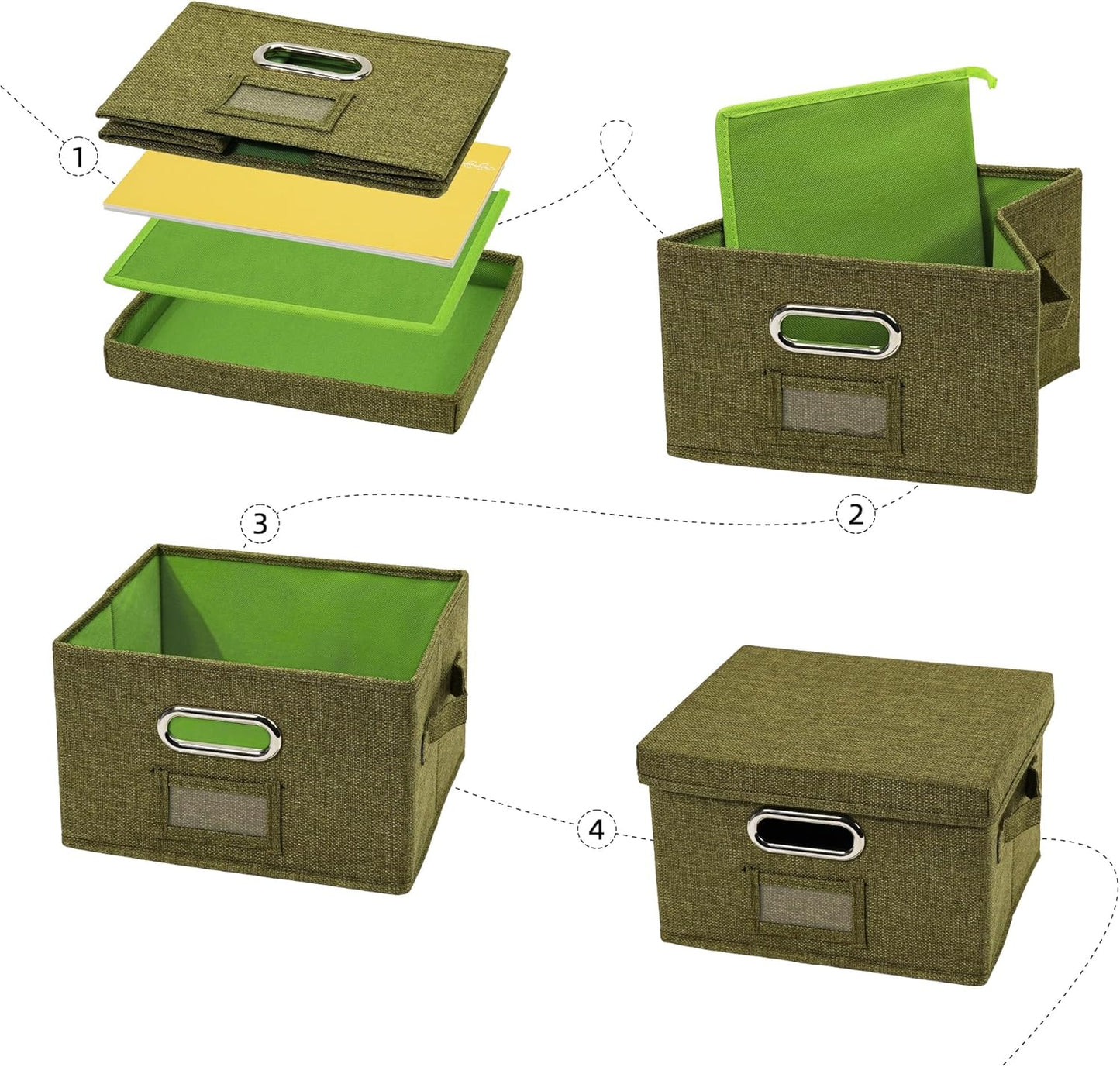 Greeting Card Organizer and Storage Box with 20 Pcs Adjustable Dividers, Storing Cards with 84 Pcs Labels Perfect for Storing Greeting Cards, Envelopes, Photos 1 Pack Olive Green