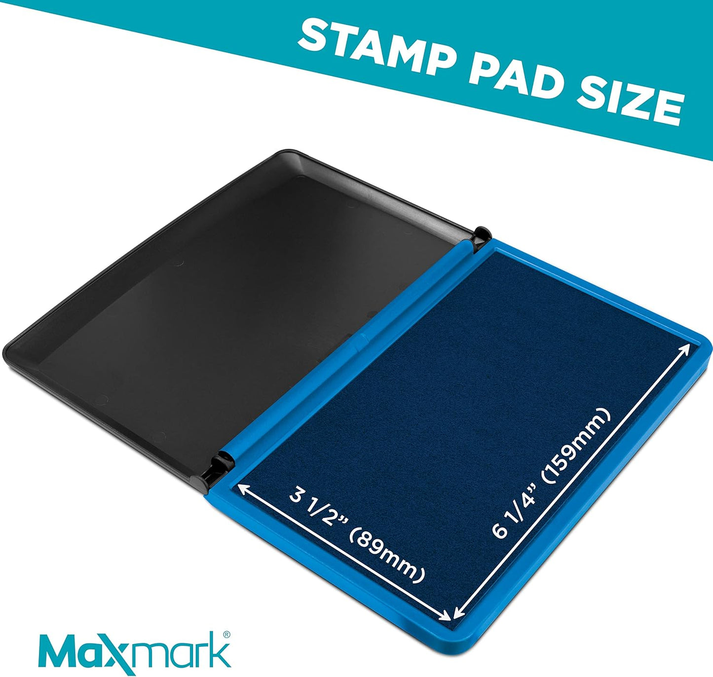 MaxMark Large Premium Blue Ink Stamp Pad - 3.5" x 6.25" - Quality Felt Pad