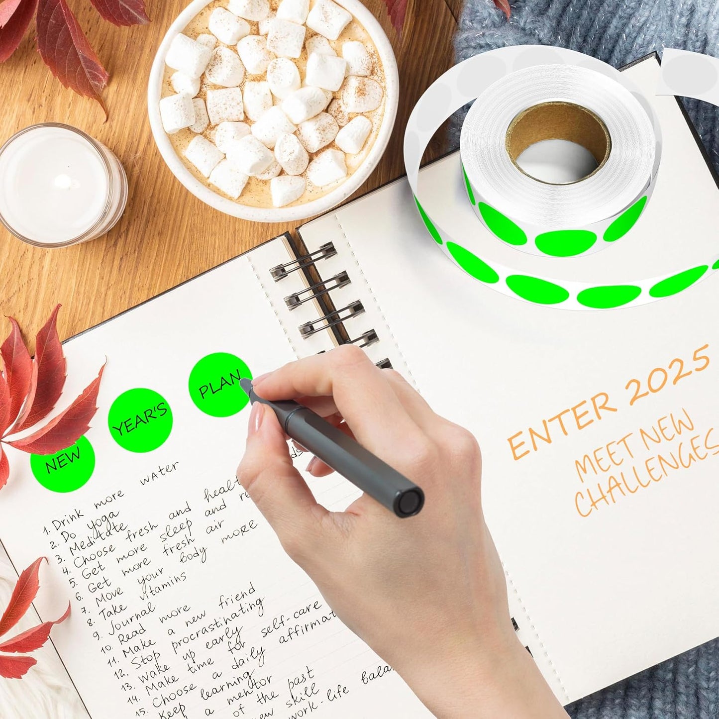 Fluorescent Green 1 Inch Round Color Coding Dot Labels, 10 Rolls 10000 Dot Stickers in Dispenser Box - Permanent Adhesion, Vibrant Colors, Highly Visible