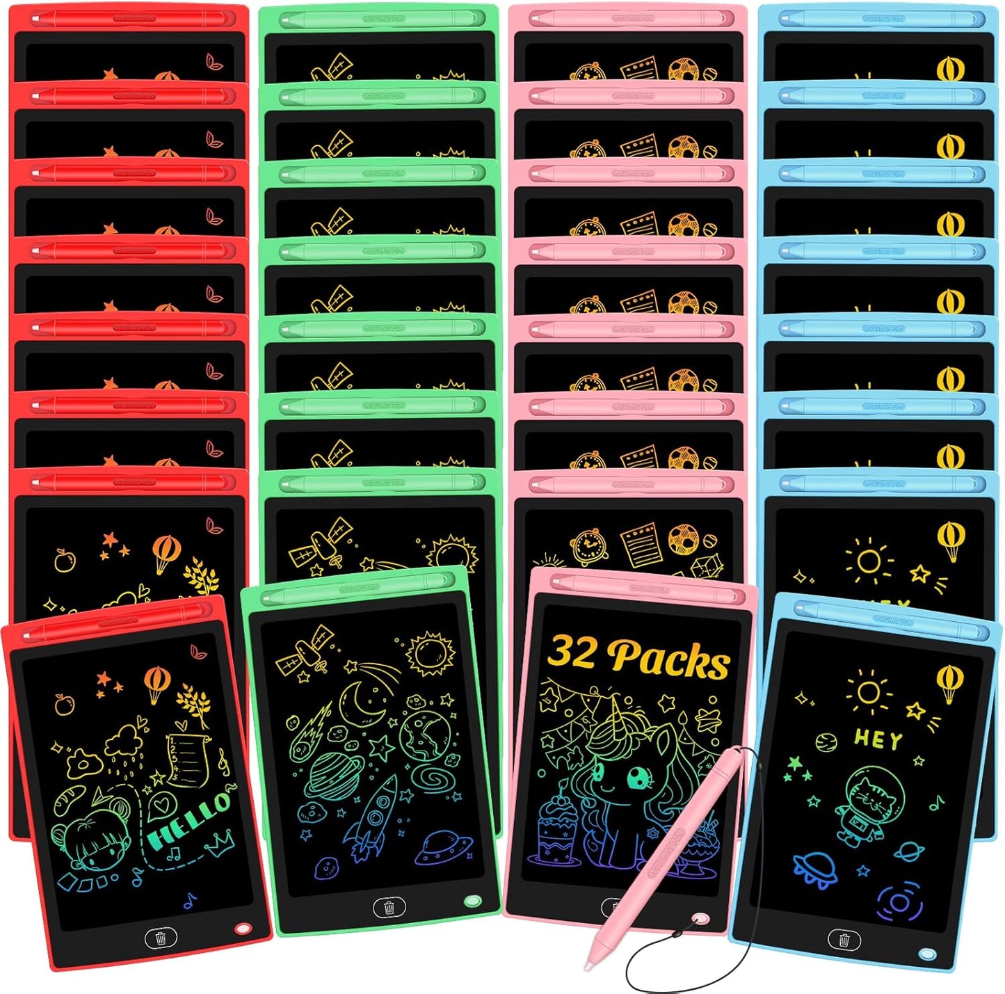 32 Pack LCD Writing Tablet for Kids - Erasable and Reusable Toddler Doodle Board in 8.5 inch, Ideal Drawing Pad for Learning Toy for Ages 3-8, Gift for Girls Boys