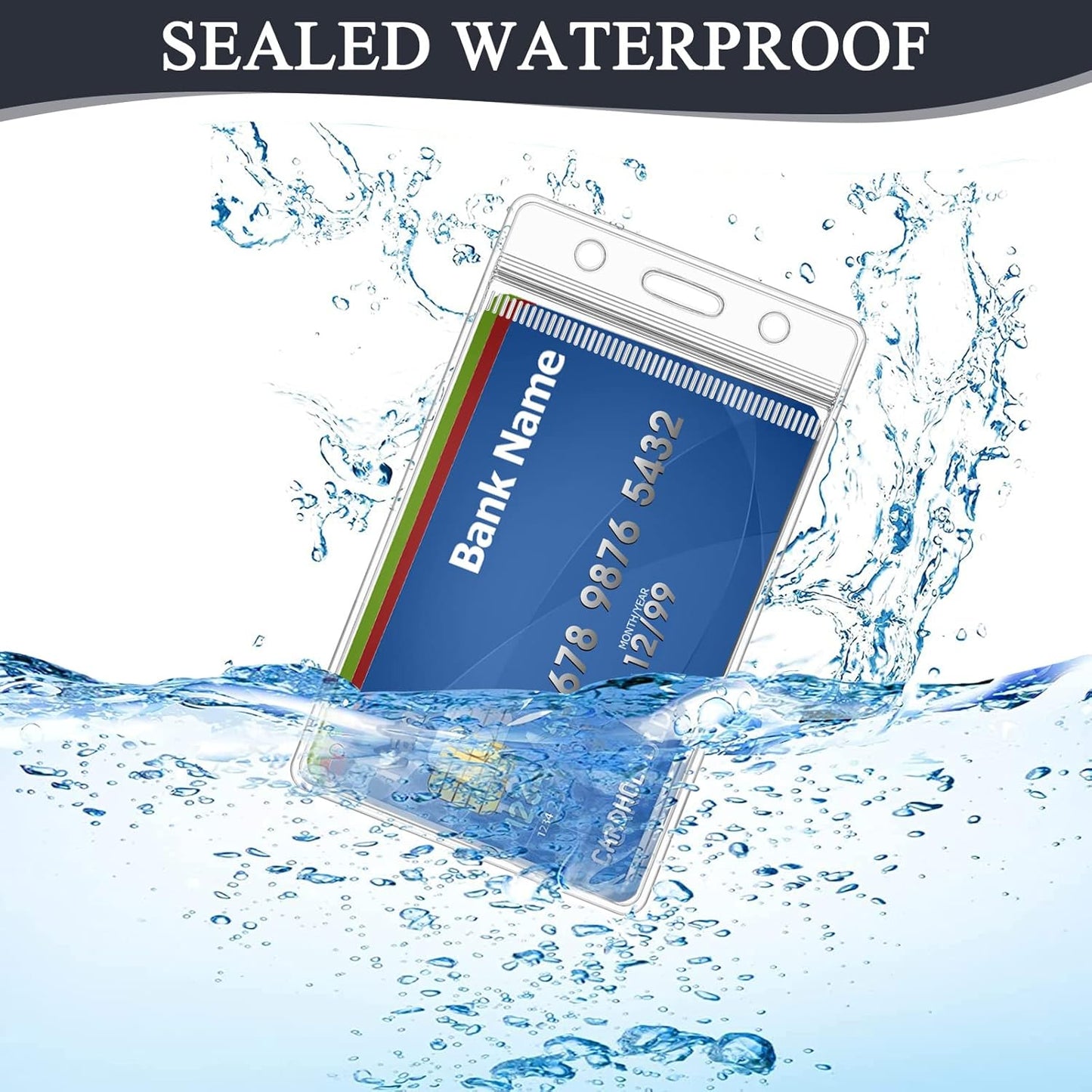 200 Pack ID Badge Holder - Vertical Badge Holder, 2.25" x 3.5" Clear Cards Holders for Lanyard, Plastic Sealable Waterproof, Name Tag Holder for Nurses, Office and School