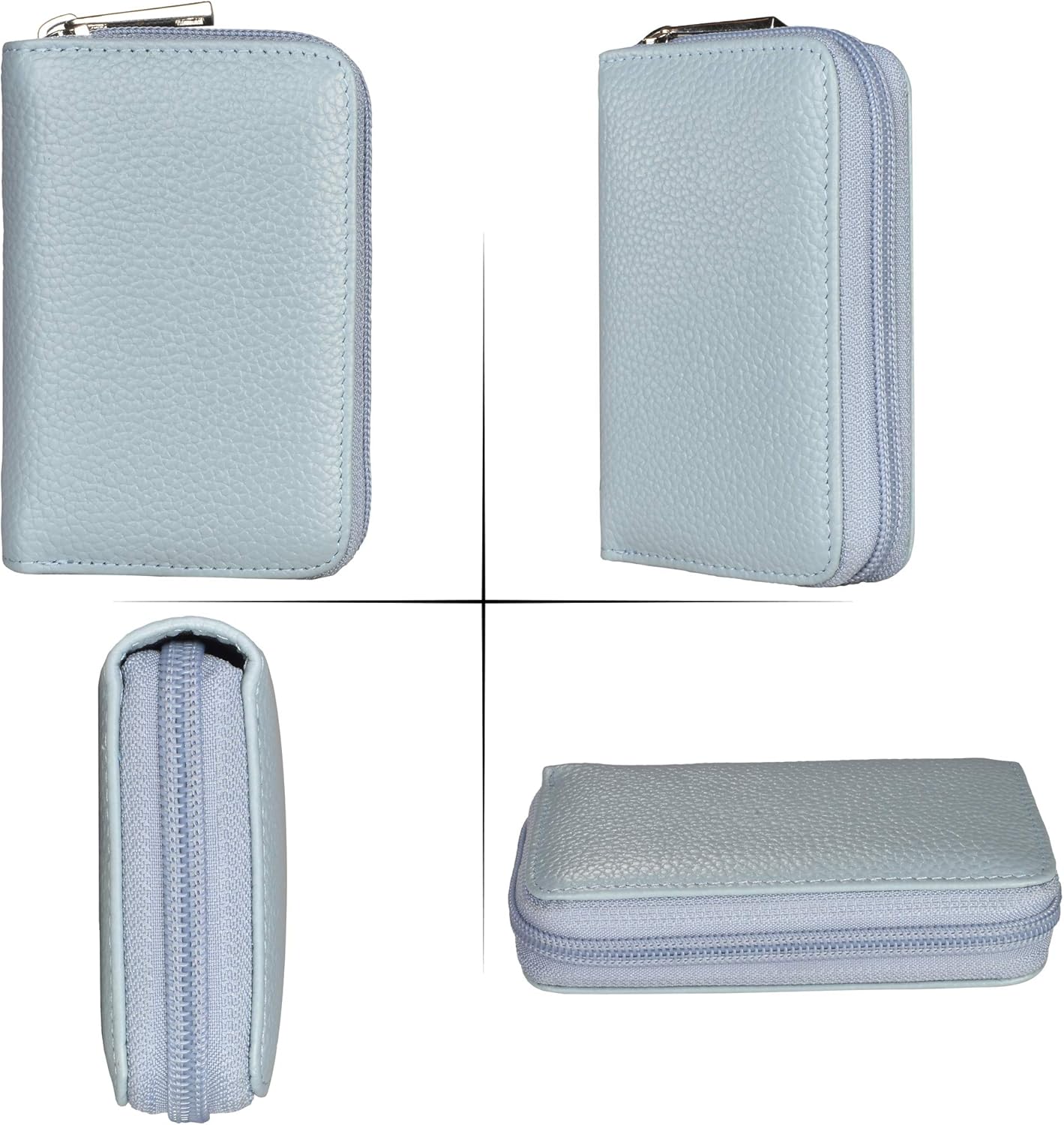 Easyoulife Genuine Leather Credit Card Holder Zipper Wallet With 26 Card Slots