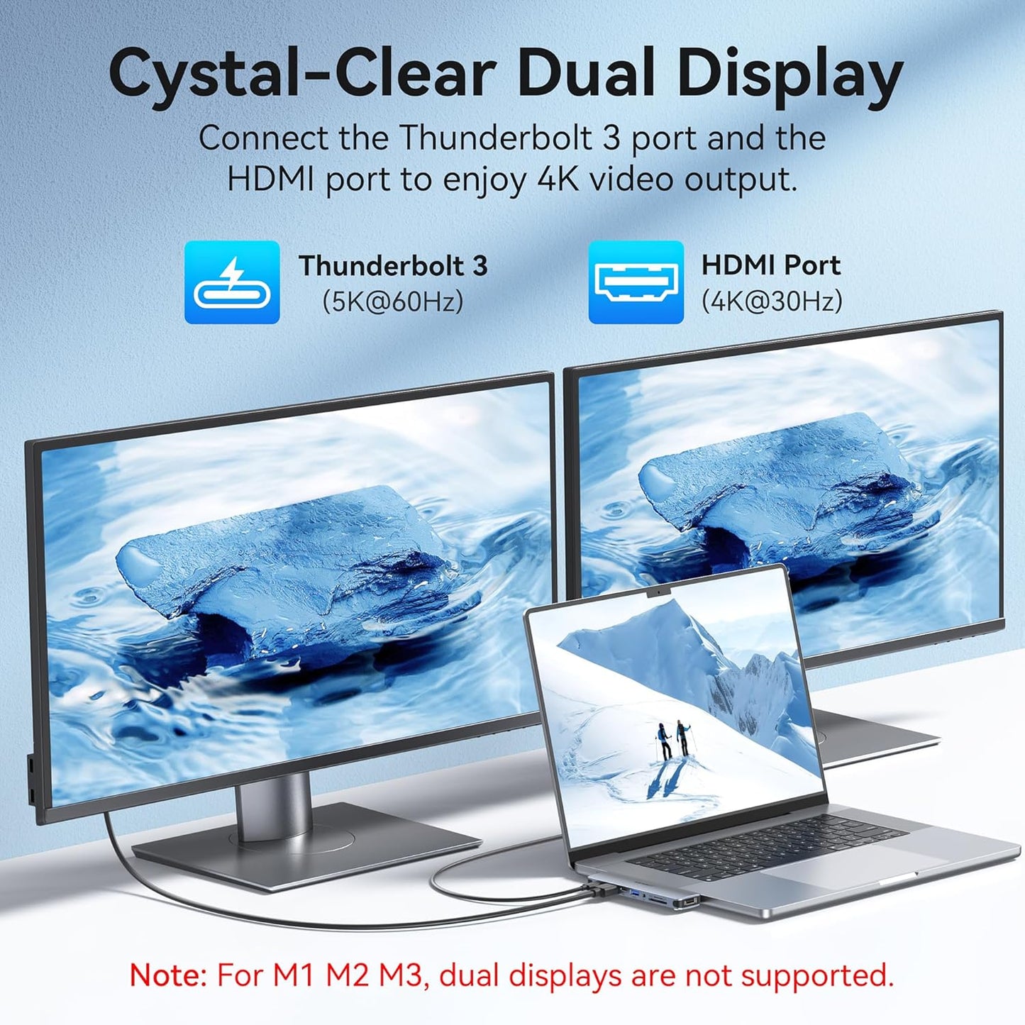 USB C Adapter HDMI Multiport Hub for MacBook Pro/Air M1-M3, 13"-16", 2018-2024: 3 USB A 3.0, SD TF Card Reader, Audio