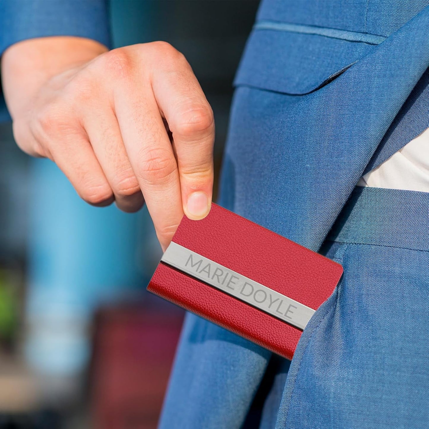 Taikuri Custom Business Card Holder Personalized Engraved Leather Business Card Case Holder Customized Your Text/Logo for Women/Men as Business/Unique Gift