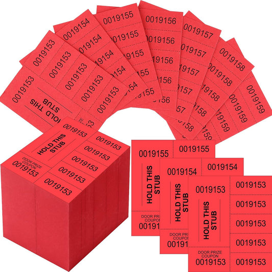 Kosiz 504 Sheets 5 Bid Raffle Ticket with Different Numbers Per Sheet Chinese Auction Tickets for Events Church Basket Auction Silent (Red)